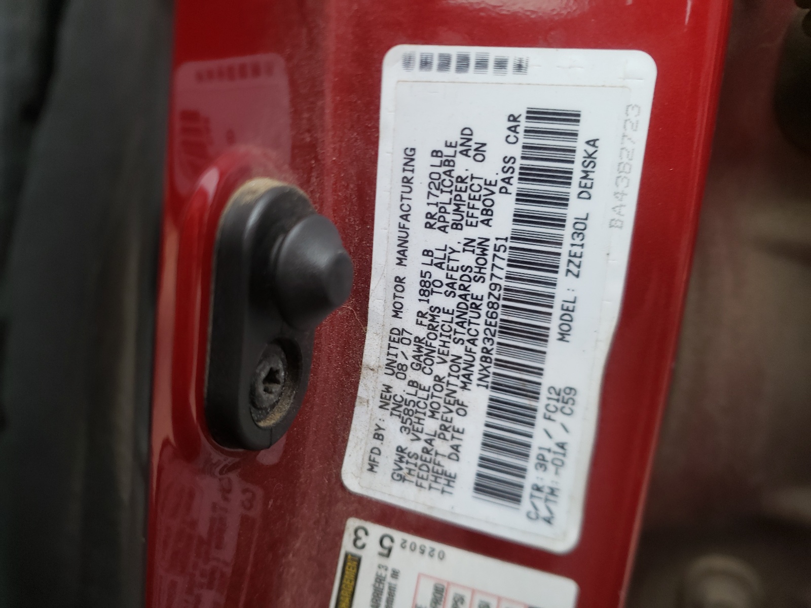 Photo 10 from auction – 2008 TOYOTA COROLLA CE with VIN 1NXBR32E68Z977751