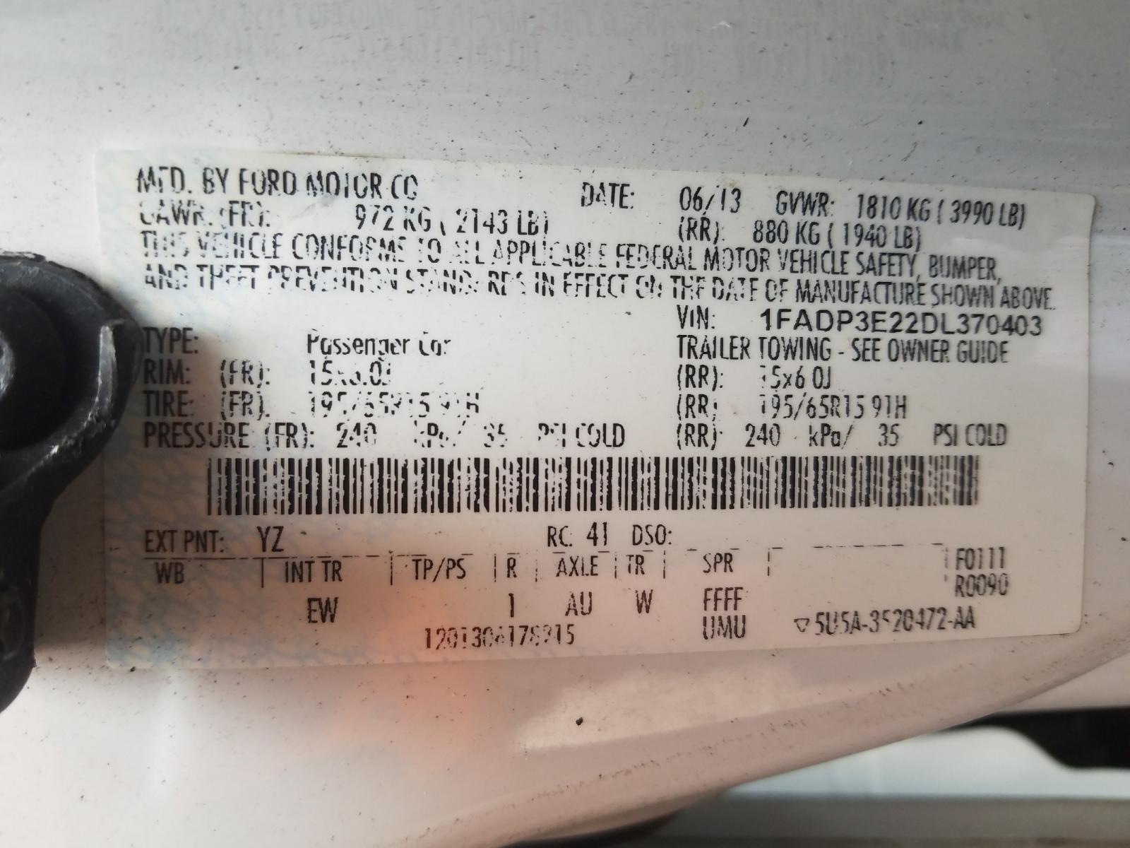 Photo 10 from auction – 2013 FORD FOCUS S with VIN 1FADP3E22DL370403