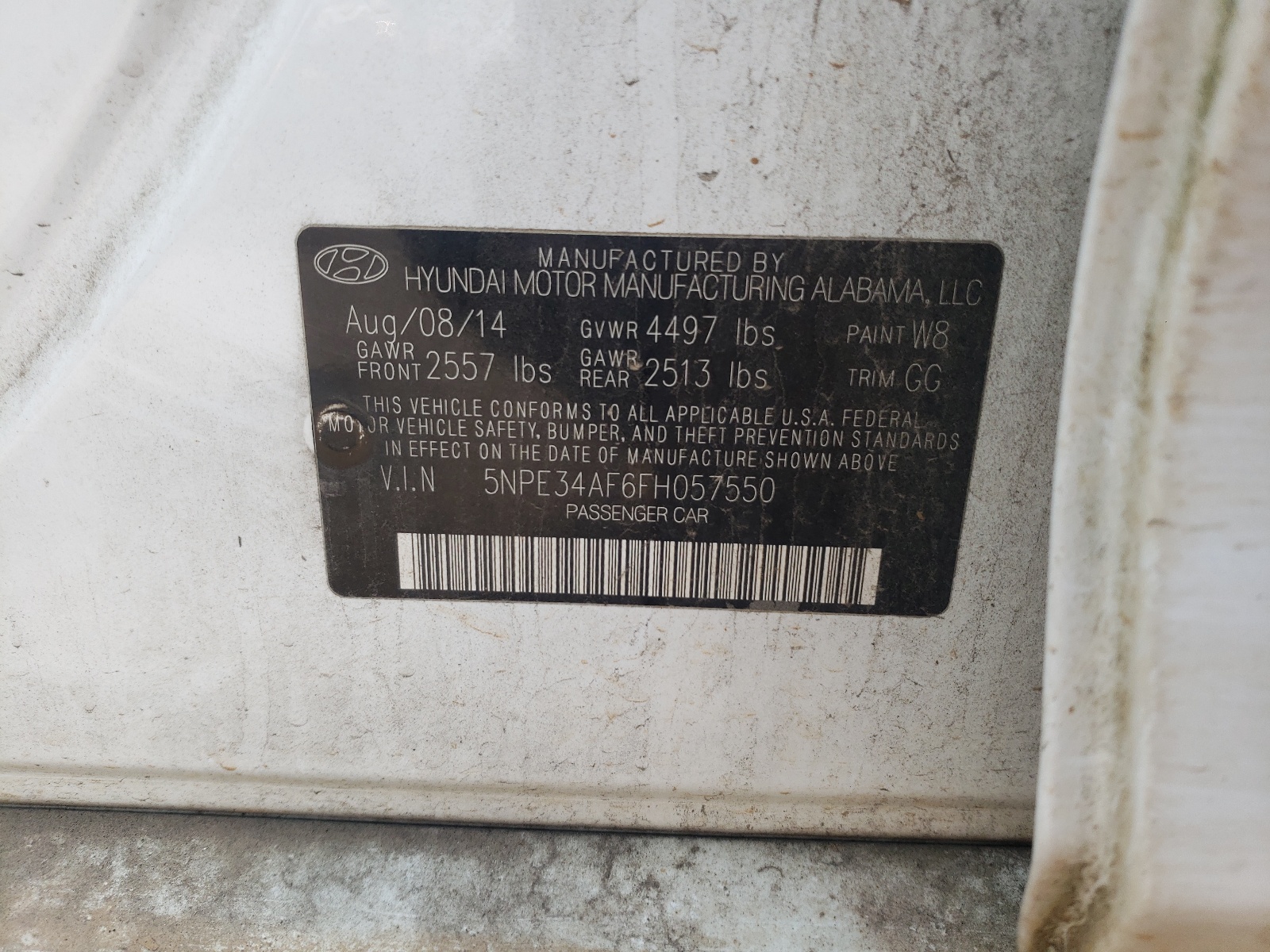 Photo 10 from auction – 2015 HYUNDAI SONATA SPO with VIN 5NPE34AF6FH057550