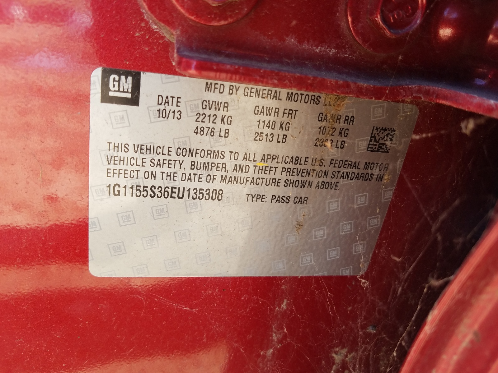 Photo 10 from auction – 2014 CHEVROLET IMPALA LTZ with VIN 1G1155S36EU135308
