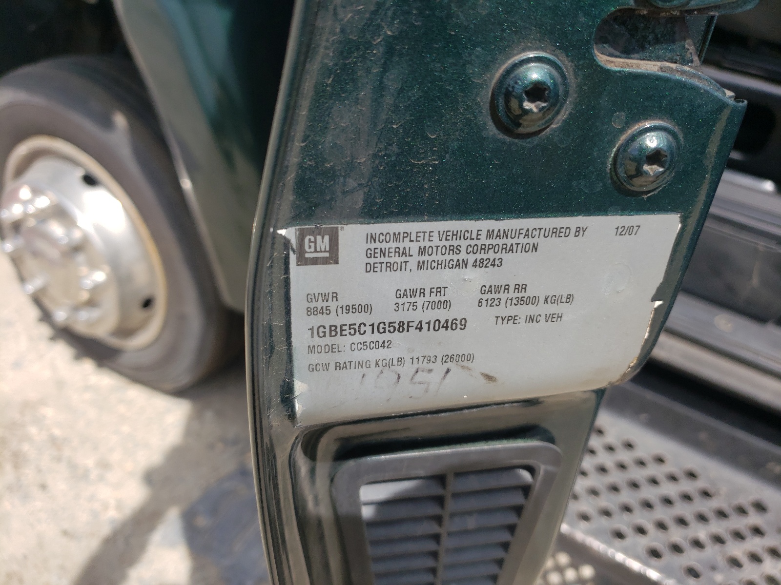 Photo 10 from auction – 2008 CHEVROLET C5500 C5C0 with VIN 1GBE5C1G58F410469