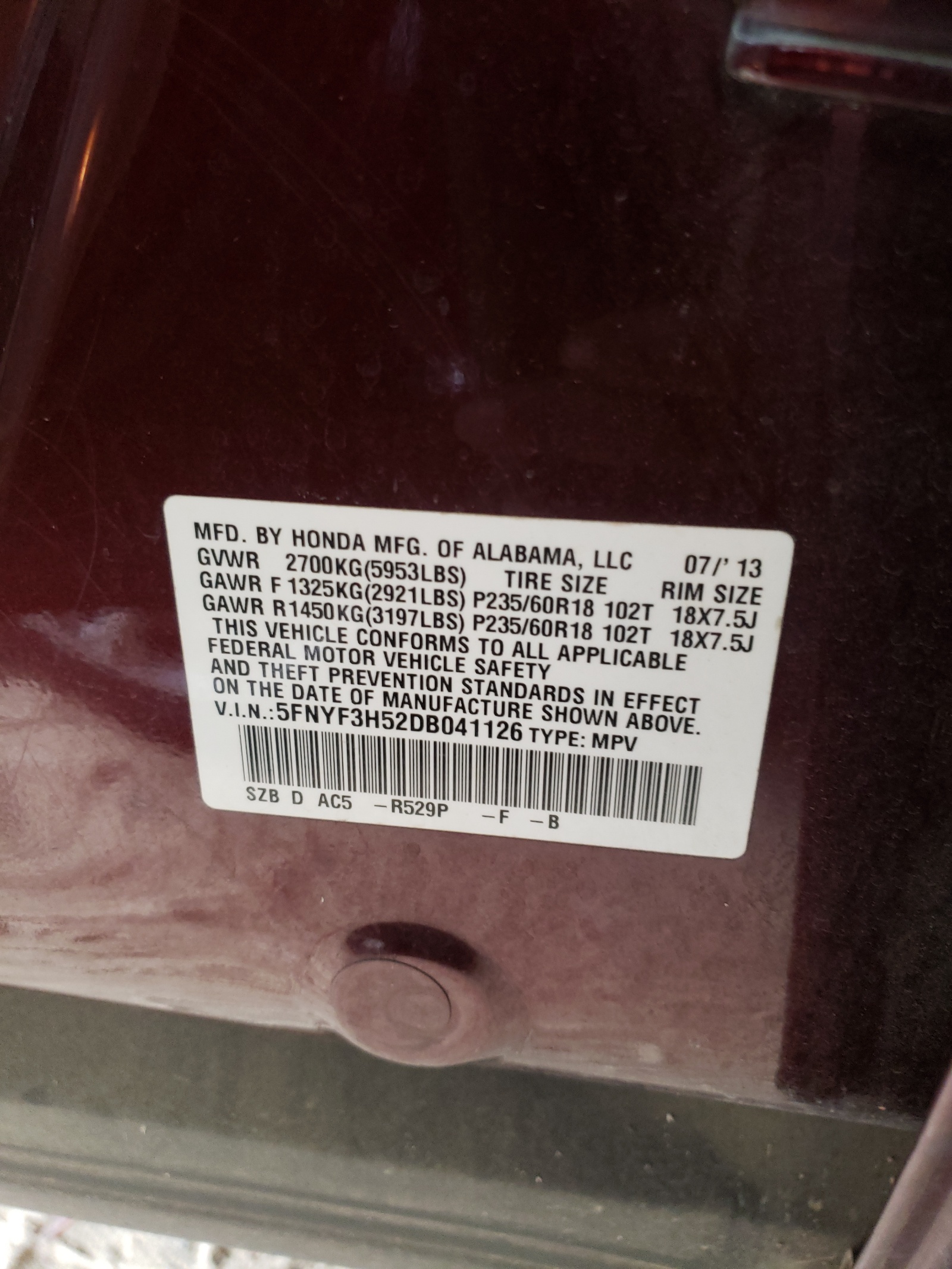 Zdjęcie 10 z aukcji – 2013 HONDA PILOT EXL z VIN 5FNYF3H52DB041126