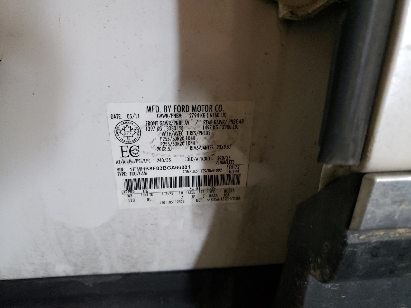 Foto 10 de la subasta – 2011 FORD EXPLORER L con VIN 1FMHK8F83BGA66881