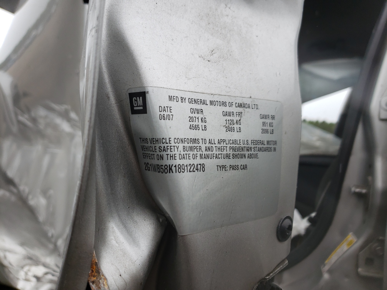 Photo 10 from auction – 2008 CHEVROLET IMPALA LS with VIN 2G1WB58K189122478