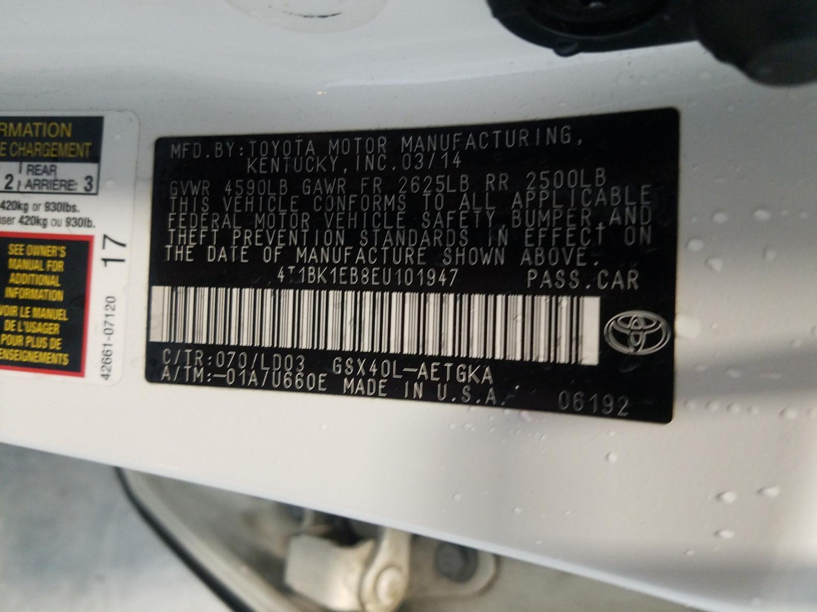 Photo 10 from auction – 2014 TOYOTA AVALON BAS with VIN 4T1BK1EB8EU101947