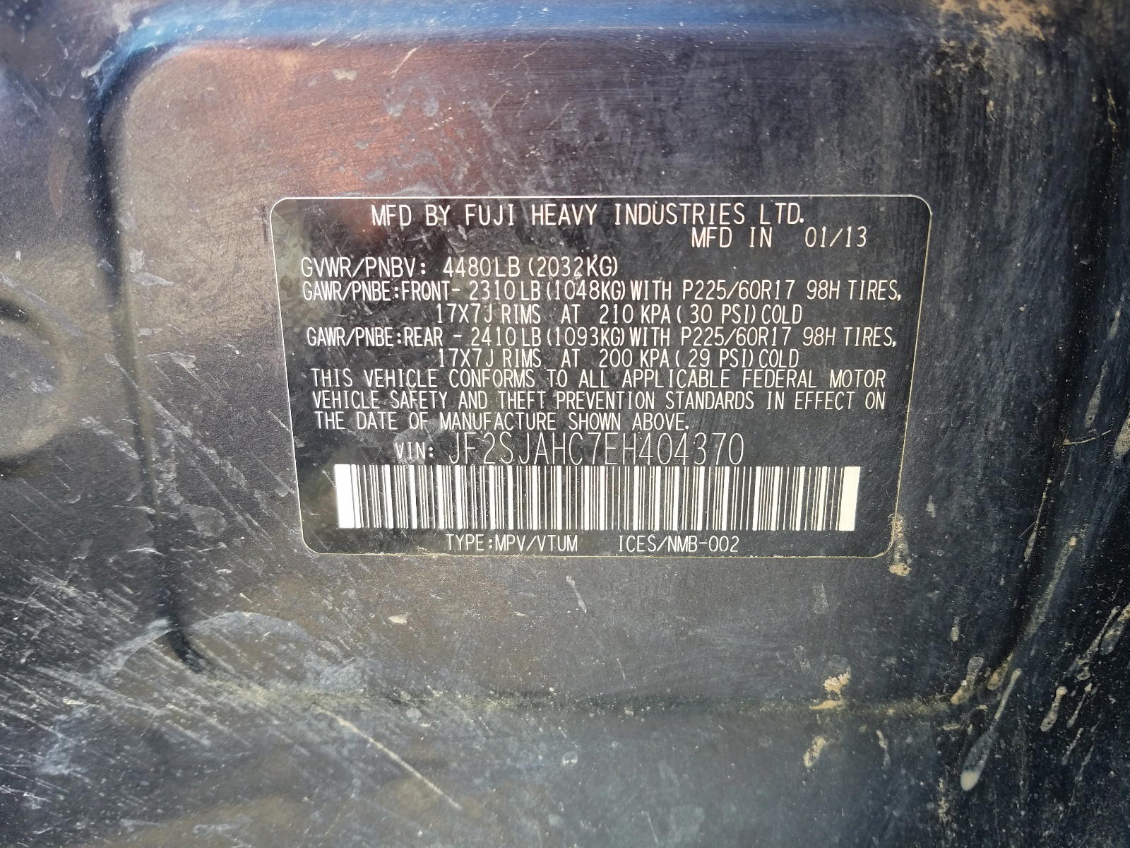 Photo 10 from auction – 2014 SUBARU FORESTER 2 with VIN JF2SJAHC7EH404370