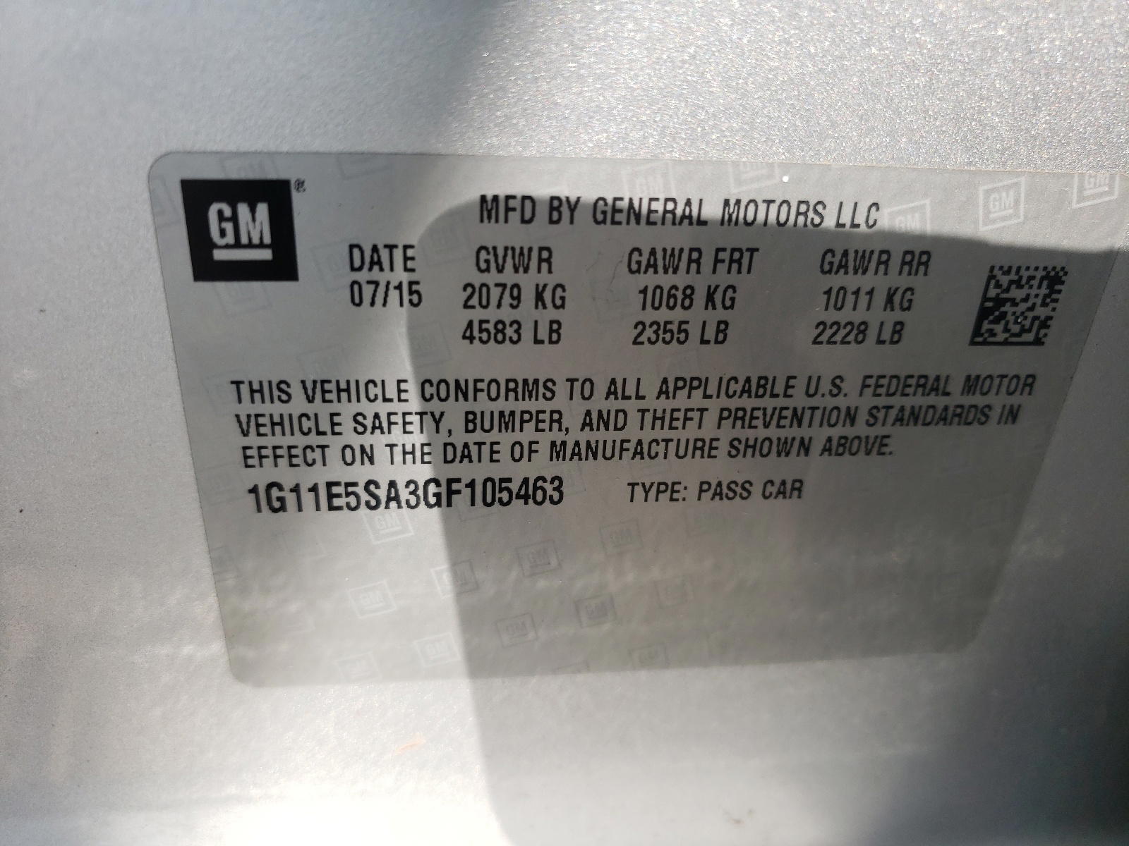 Photo 10 from auction – 2016 CHEVROLET MALIBU LIM with VIN 1G11E5SA3GF105463
