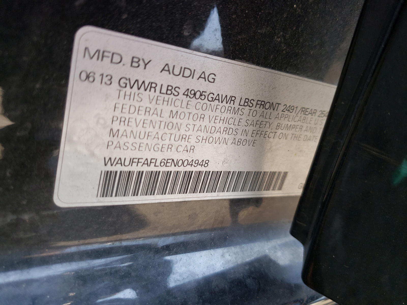 Photo 10 from auction – 2014 AUDI A4 PREMIUM with VIN WAUFFAFL6EN004948