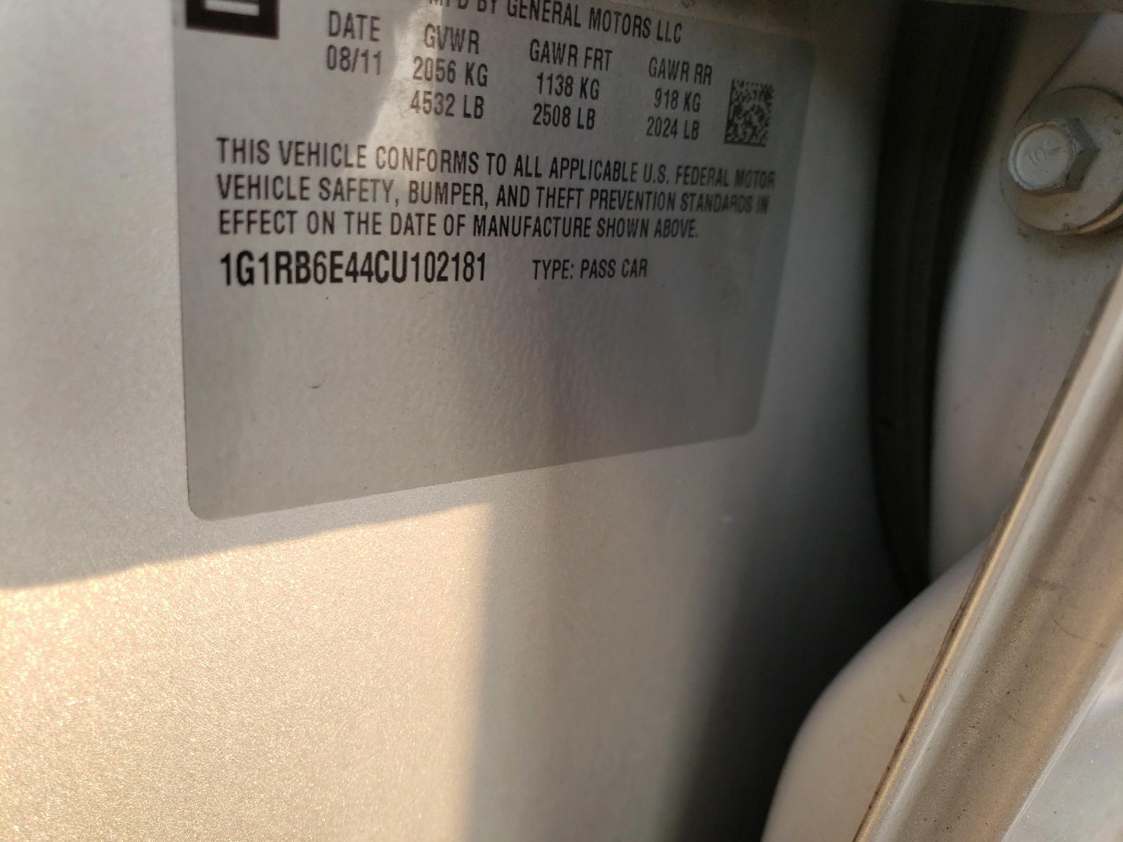 Photo 10 from auction – 2012 CHEVROLET VOLT with VIN 1G1RB6E44CU102181