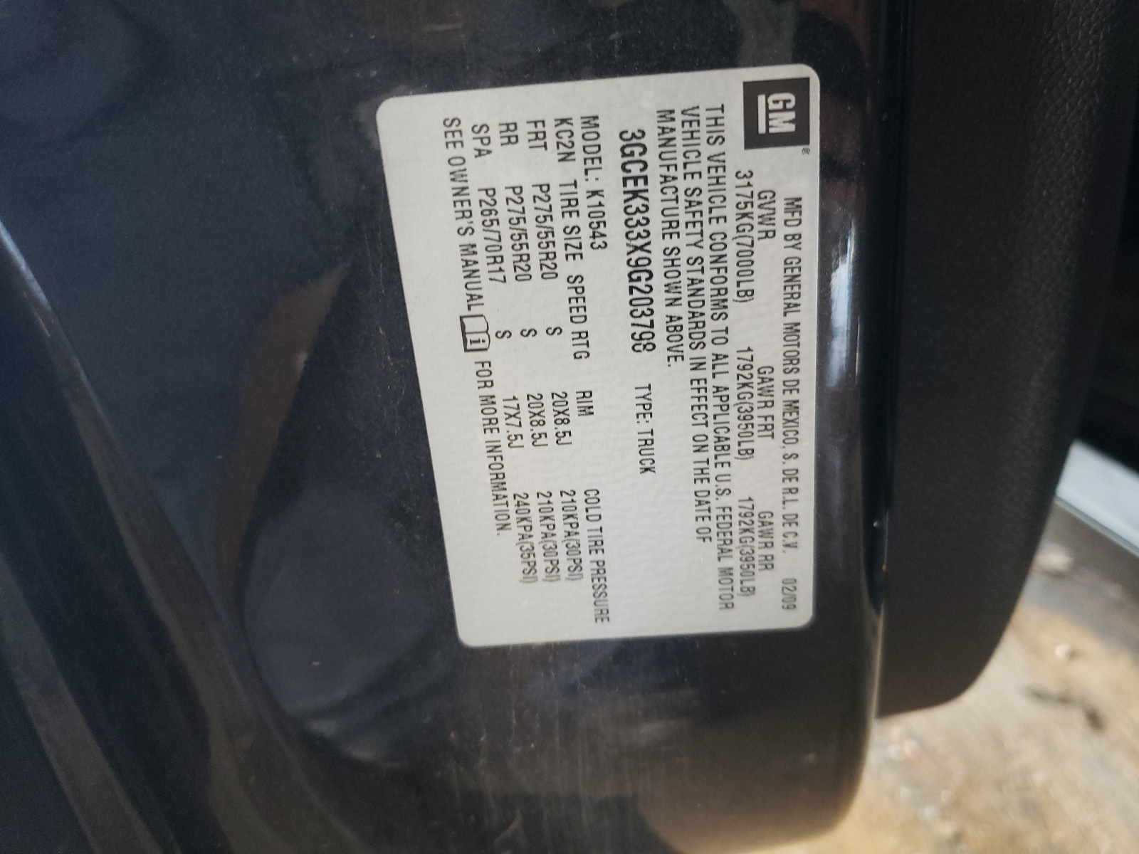 Photo 10 from auction – 2009 CHEVROLET SILVERADO with VIN 3GCEK333X9G203798