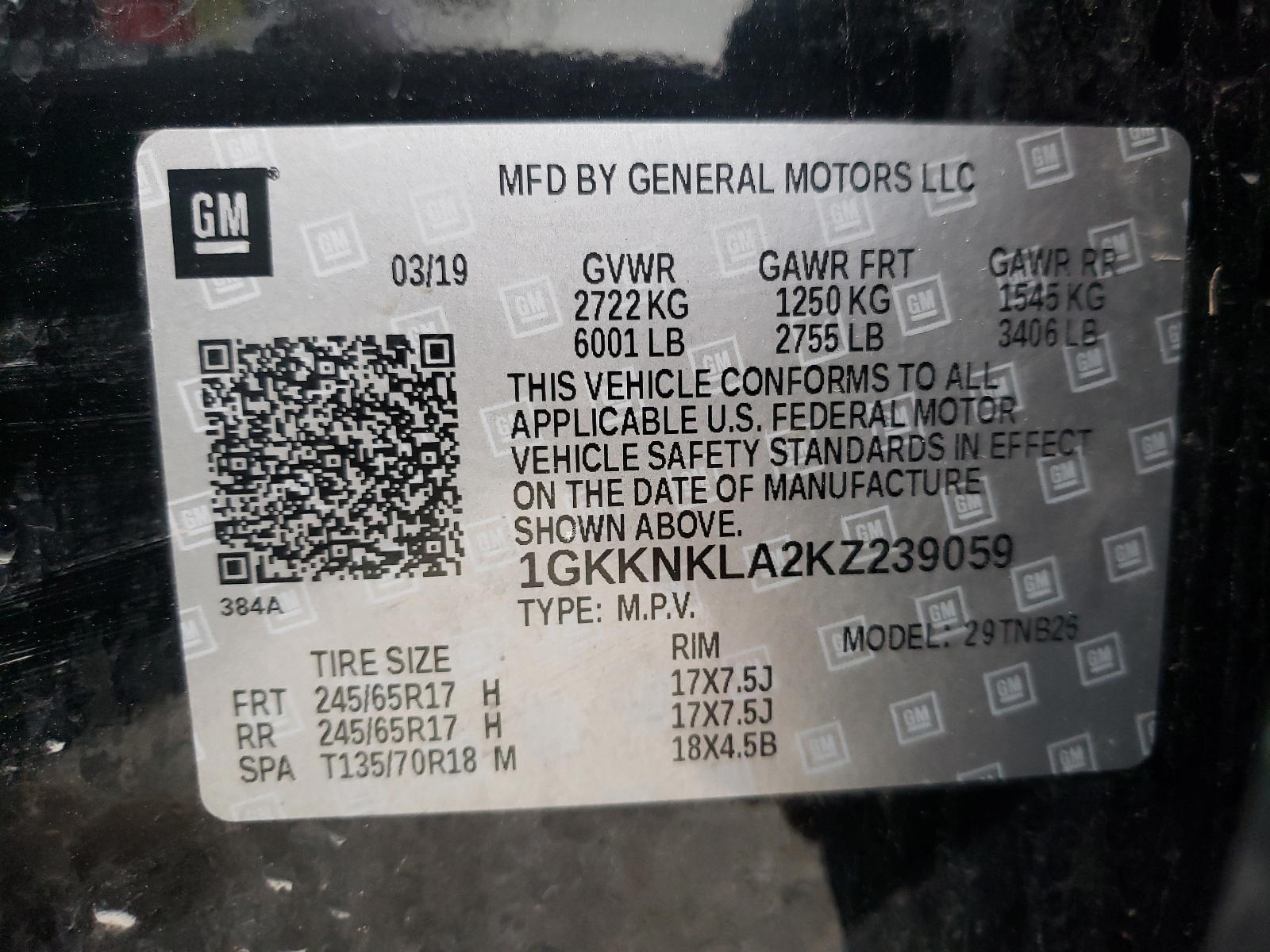 Photo 10 from auction – 2019 GMC ACADIA SLE with VIN 1GKKNKLA2KZ239059