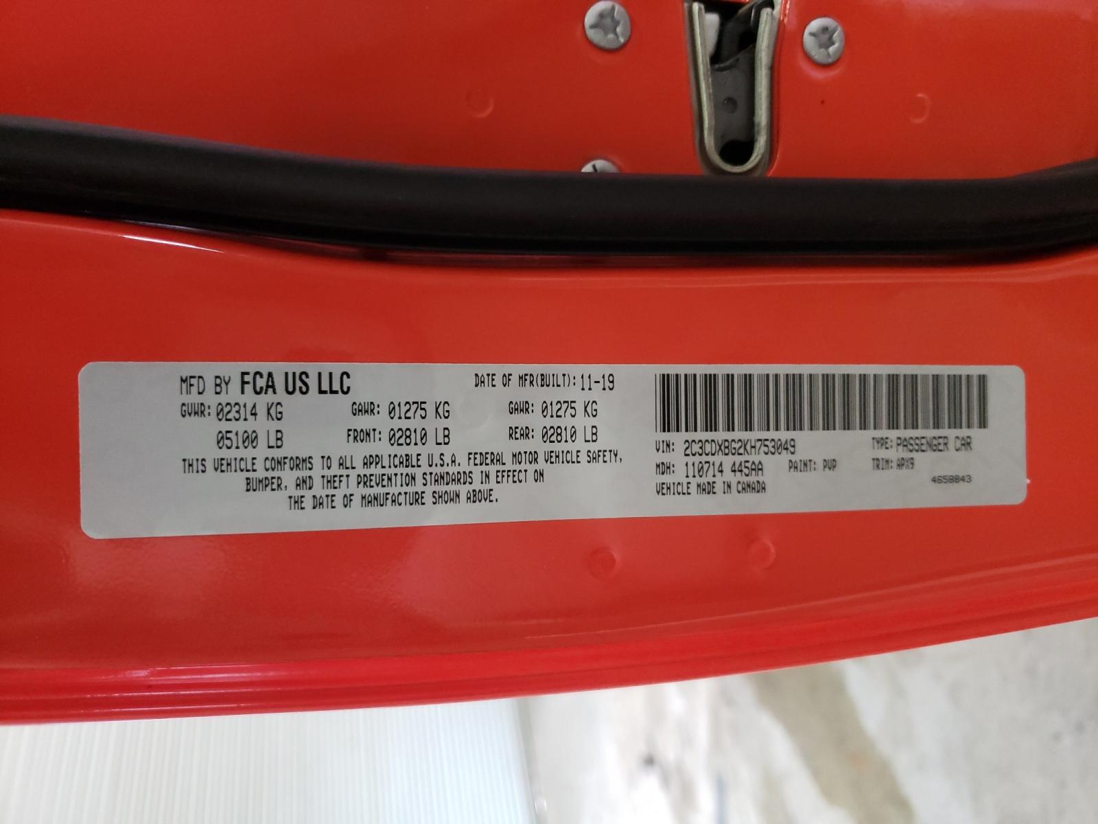 Photo 10 from auction – 2019 DODGE CHARGER SX with VIN 2C3CDXBG2KH753049
