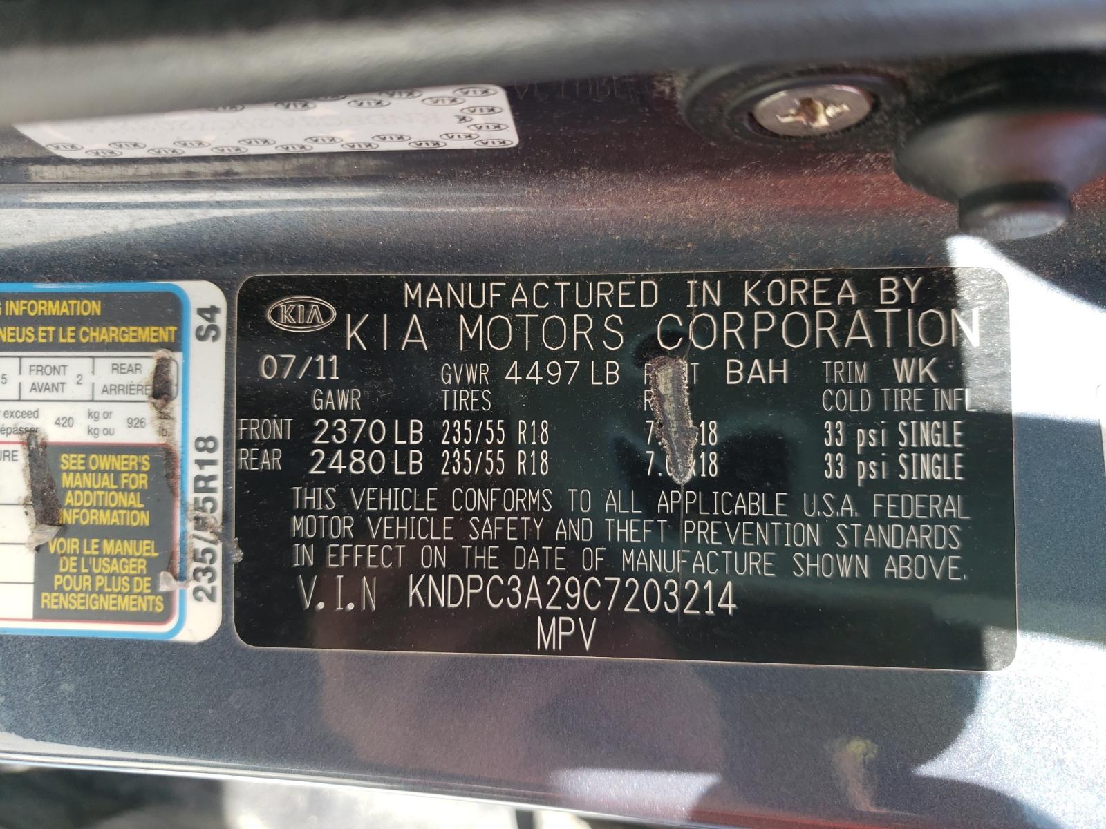 Photo 10 from auction – 2012 KIA SPORTAGE E with VIN KNDPC3A29C7203214