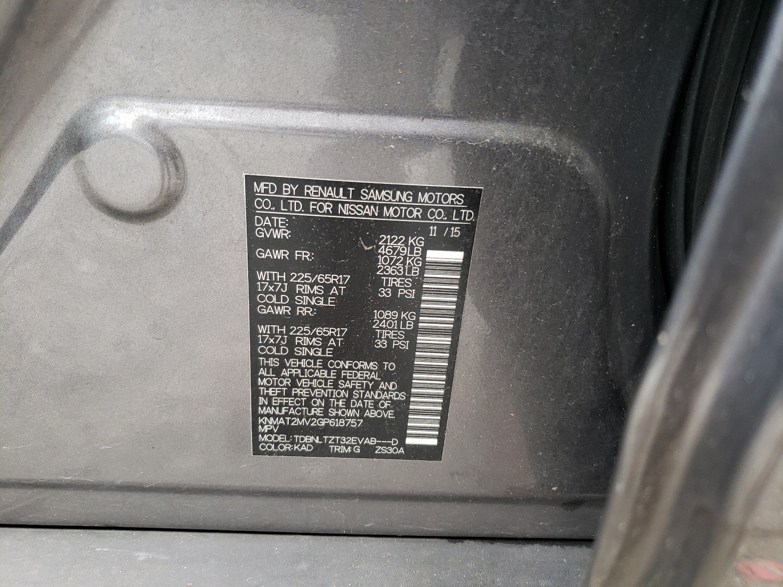 Foto 10 de la subasta – 2016 NISSAN ROGUE S con VIN KNMAT2MV2GP618757