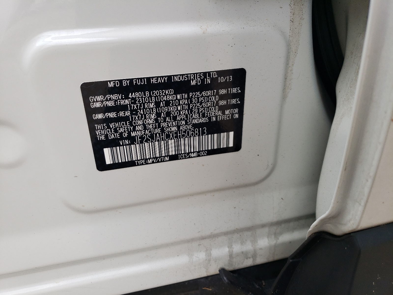 Photo 10 from auction – 2014 SUBARU FORESTER 2 with VIN JF2SJAHCXEH506813