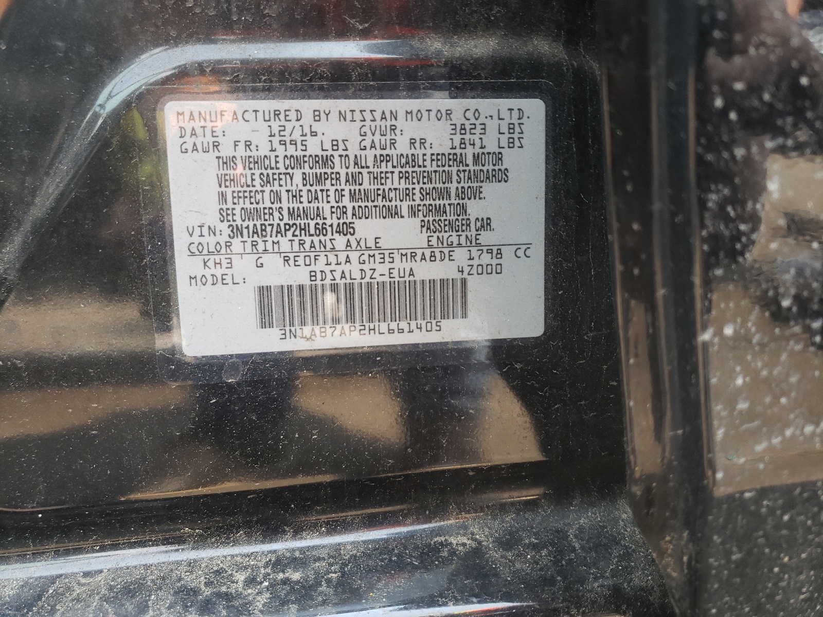 Photo 10 from auction – 2017 NISSAN SENTRA S with VIN 3N1AB7AP2HL661405