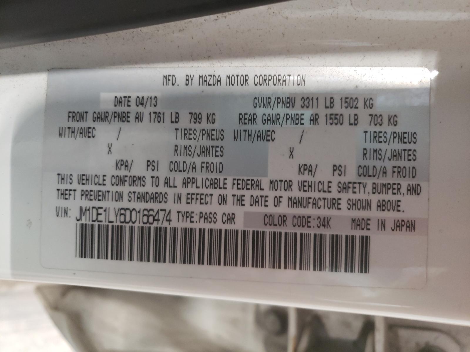 Photo 10 from auction – 2013 MAZDA 2 with VIN JM1DE1LY6D0166474
