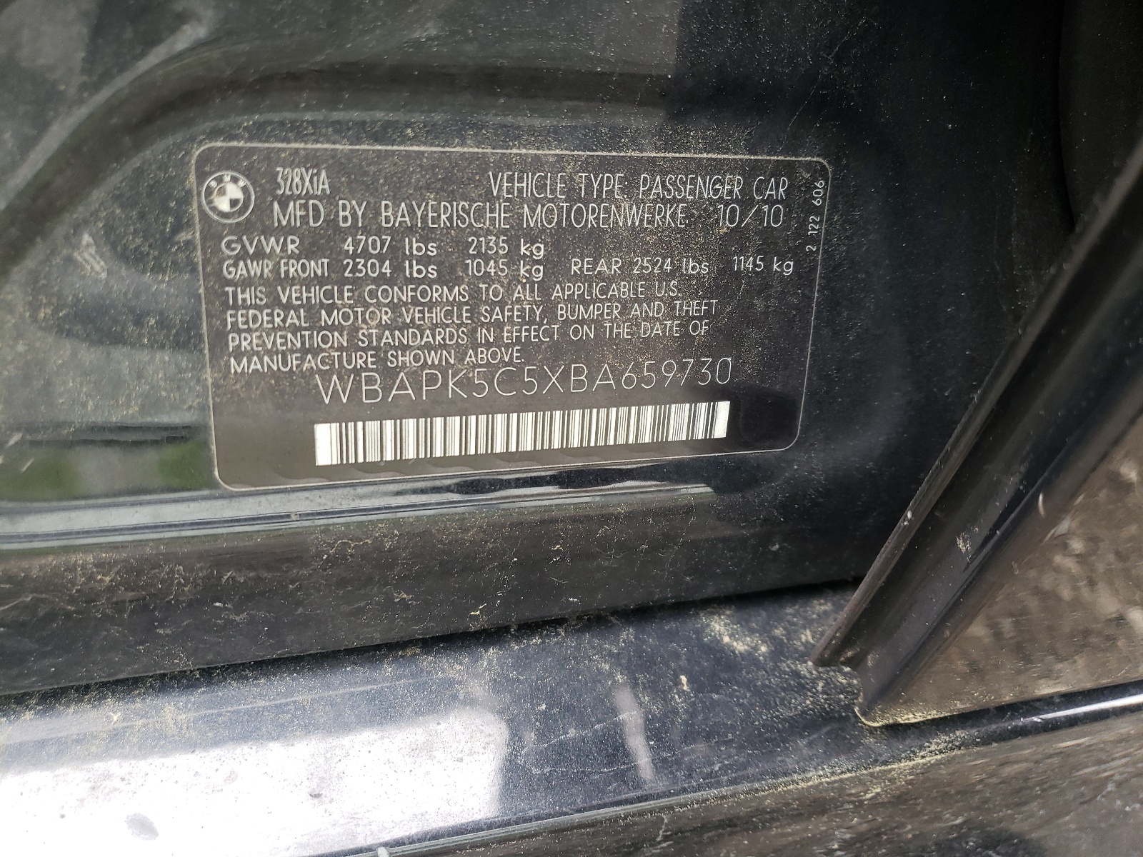 Photo 10 from auction – 2011 BMW 328 XI SUL with VIN WBAPK5C5XBA659730