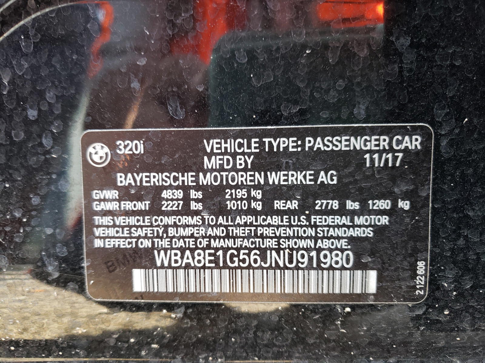 Photo 10 from auction – 2018 BMW 320 I with VIN WBA8E1G56JNU91980
