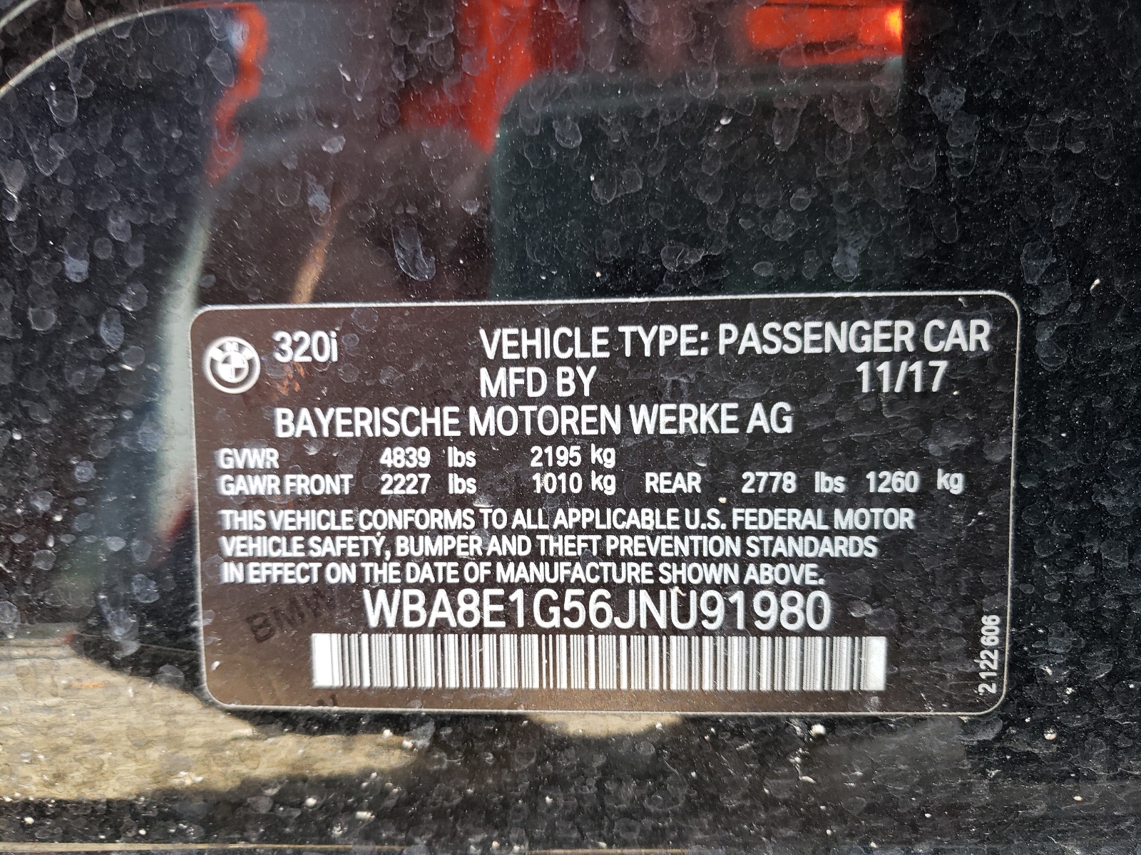 Zdjęcie 10 z aukcji – 2018 BMW 320 I z VIN WBA8E1G56JNU91980
