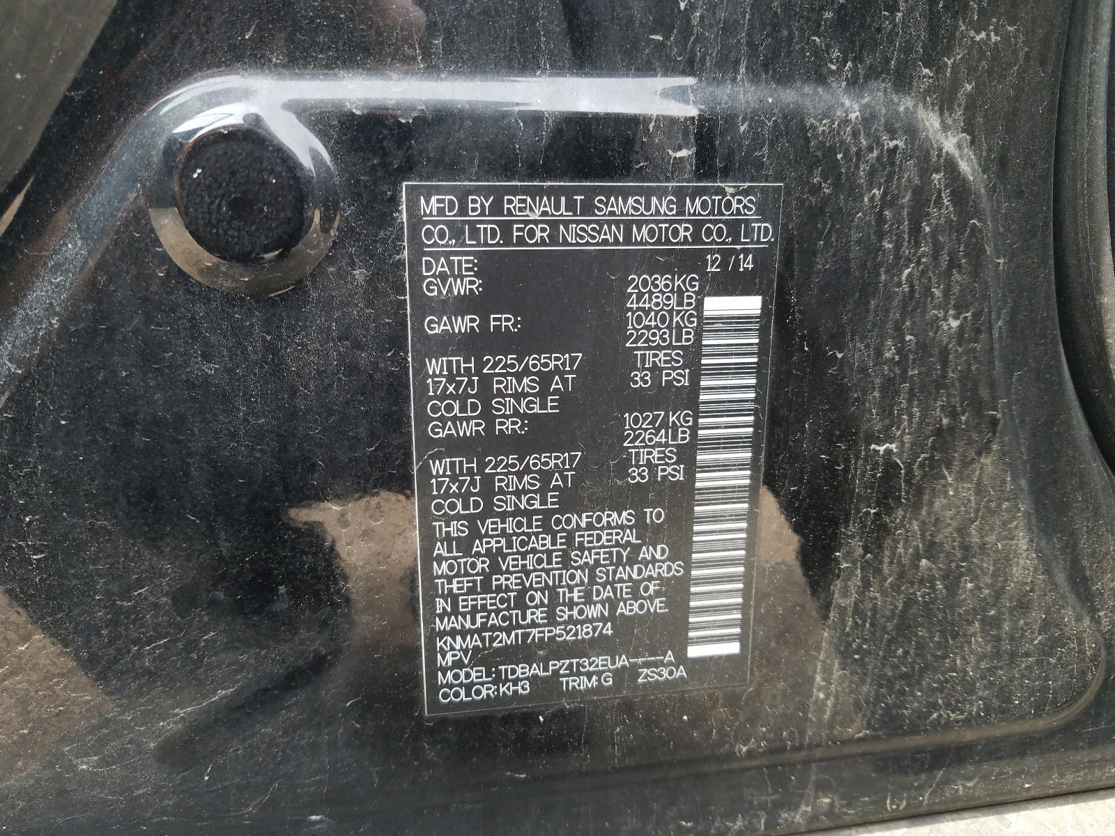 Photo 10 from auction – 2015 NISSAN ROGUE S with VIN KNMAT2MT7FP521874
