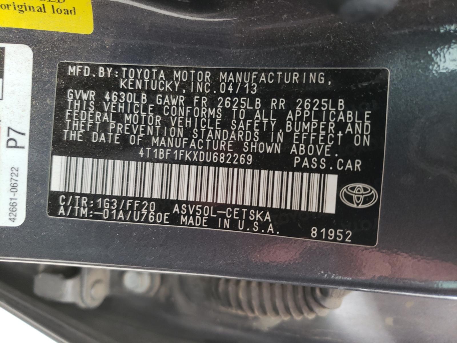 Photo 10 from auction – 2013 TOYOTA CAMRY L with VIN 4T1BF1FKXDU682269