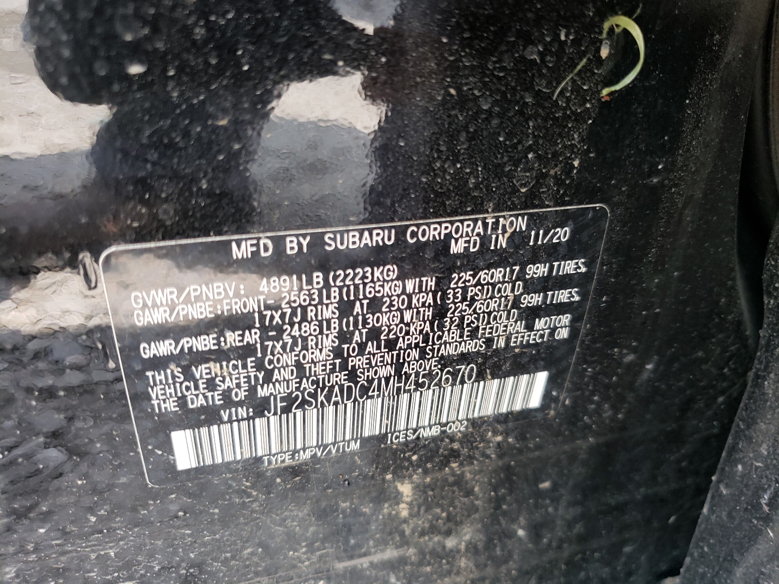 صورة رقم 10 من المزاد - 2021 SUBARU FORESTER مع VIN JF2SKADC4MH452670