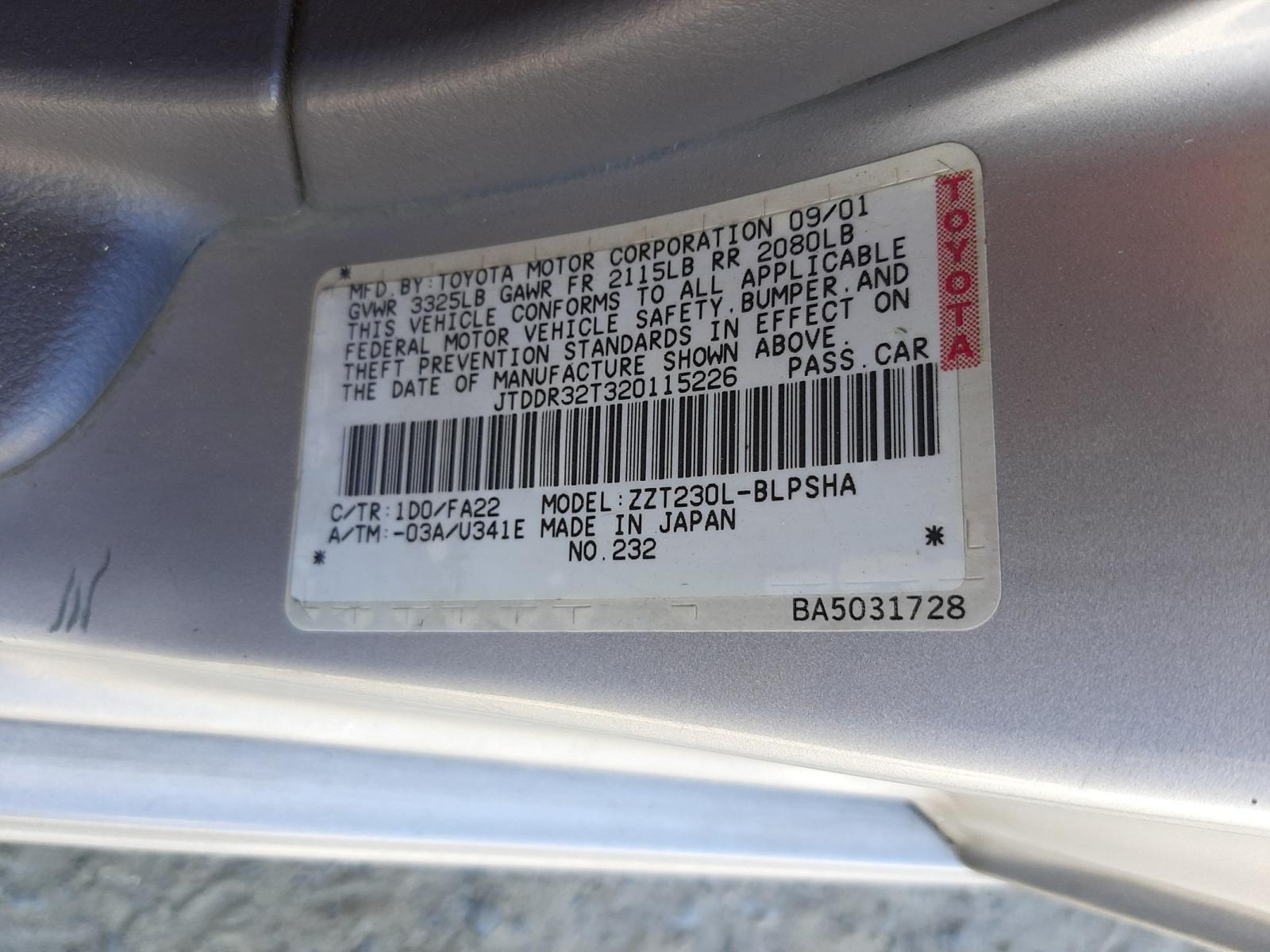 Photo 10 from auction – 2002 TOYOTA CELICA GT with VIN JTDDR32T320115226