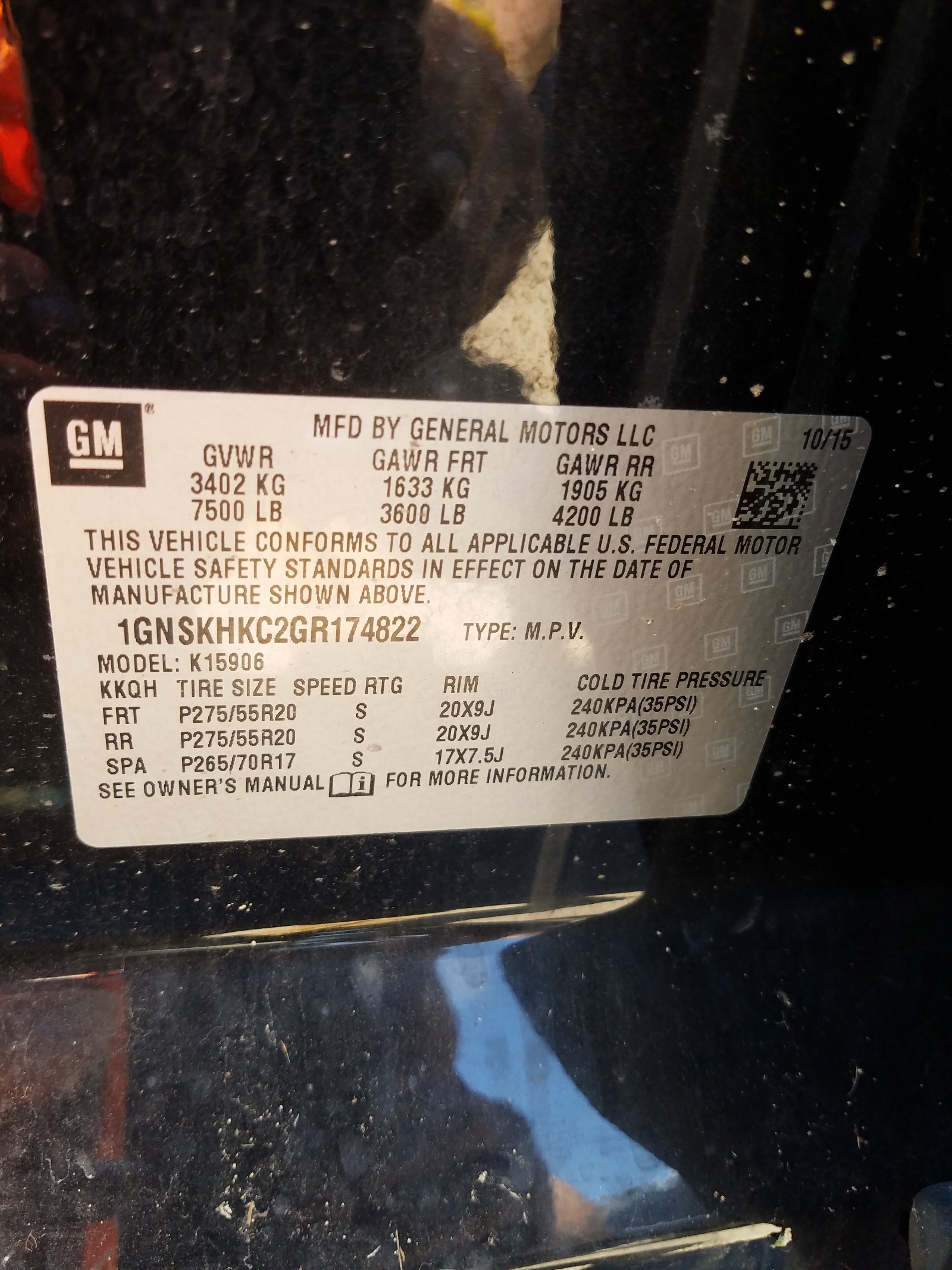Photo 10 from auction – 2016 CHEVROLET SUBURBAN K with VIN 1GNSKHKC2GR174822