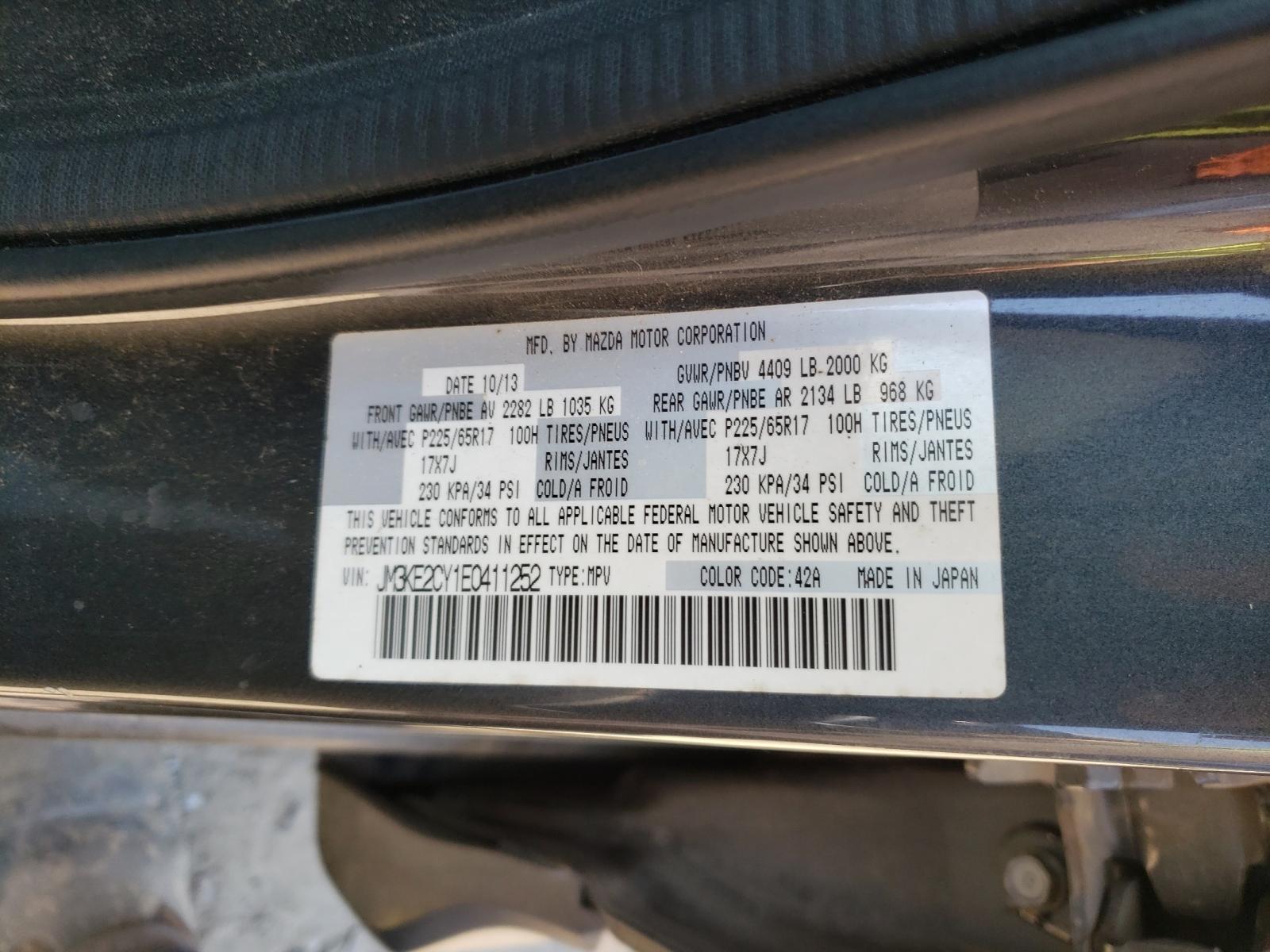 Photo 10 from auction – 2014 MAZDA CX-5 TOURI with VIN JM3KE2CY1E0411252