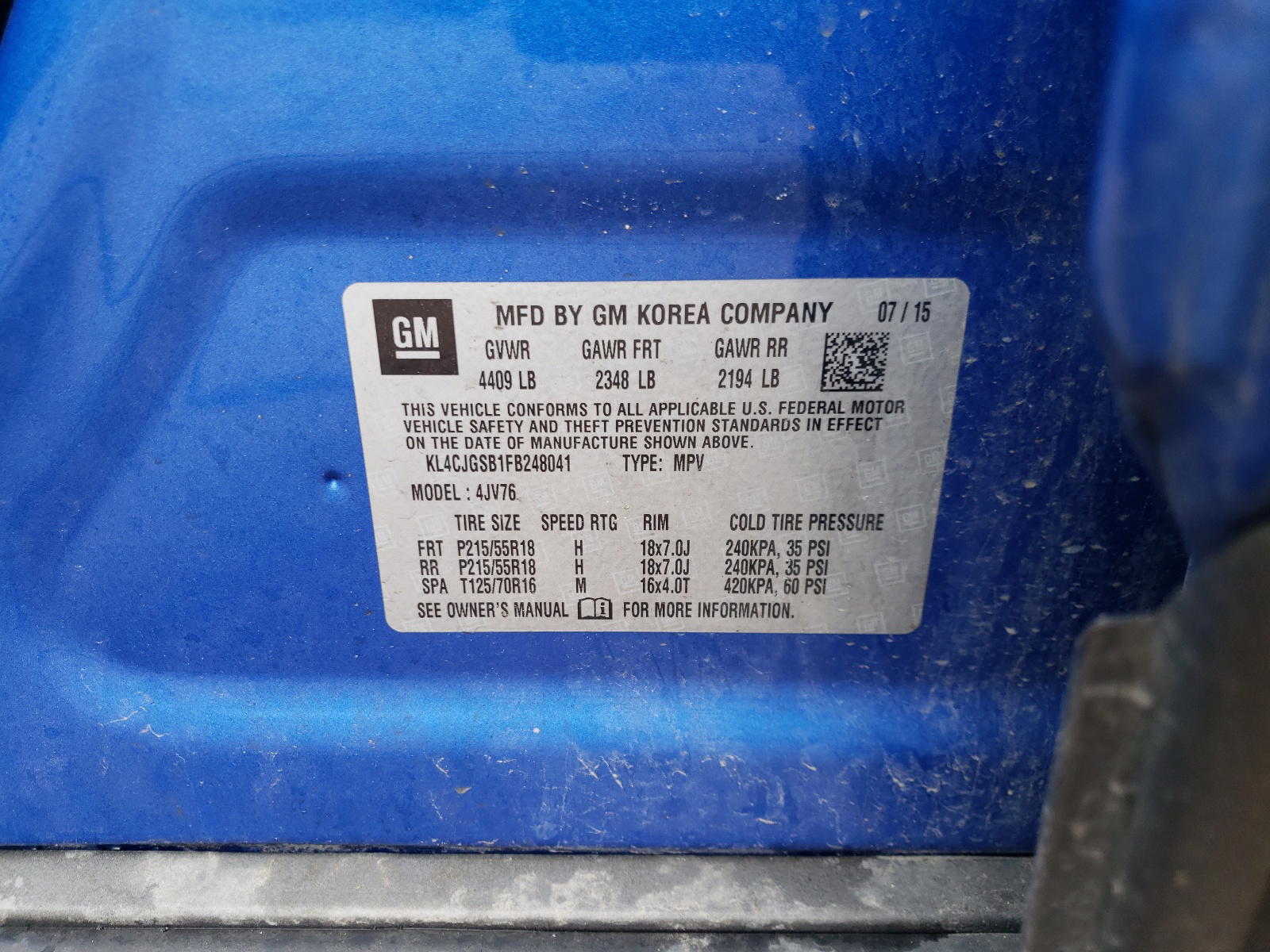 Photo 10 from auction – 2015 BUICK ENCORE with VIN KL4CJGSB1FB248041