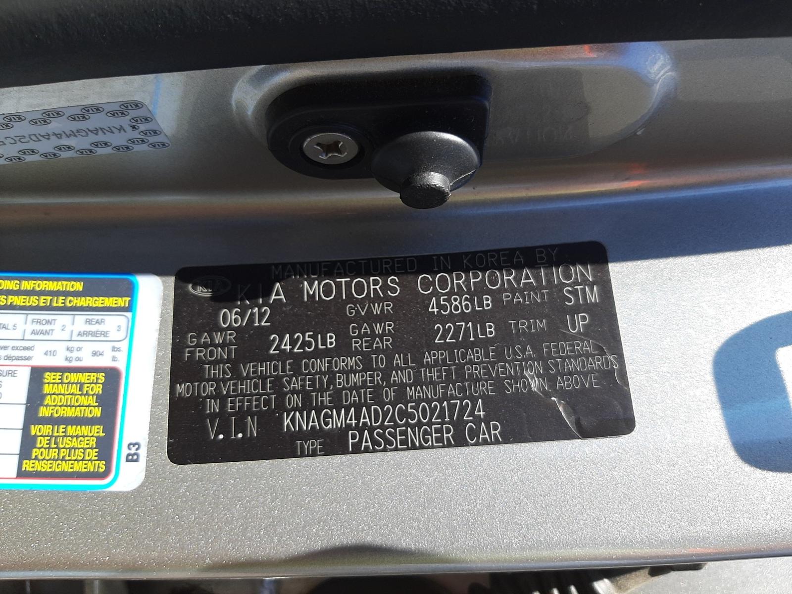 Photo 10 from auction – 2012 KIA OPTIMA HYB with VIN KNAGM4AD2C5021724