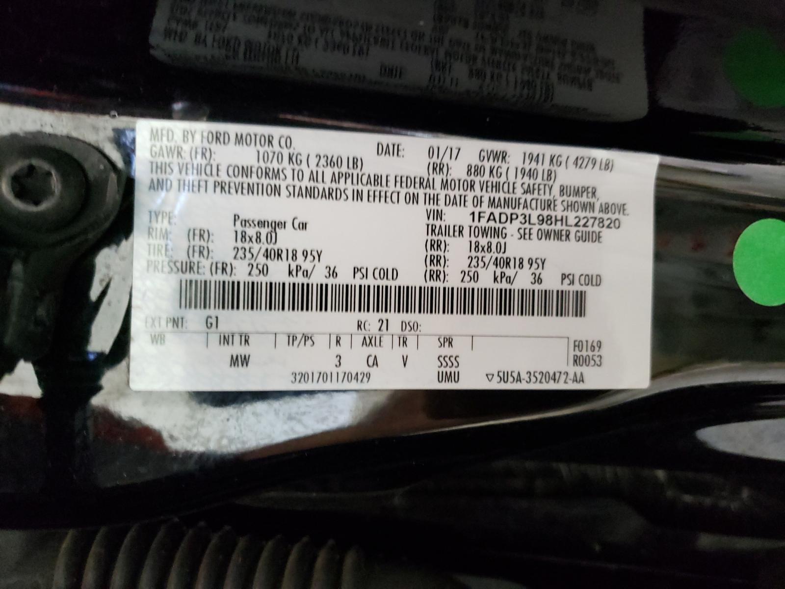 Photo 10 from auction – 2017 FORD FOCUS ST with VIN 1FADP3L98HL227820