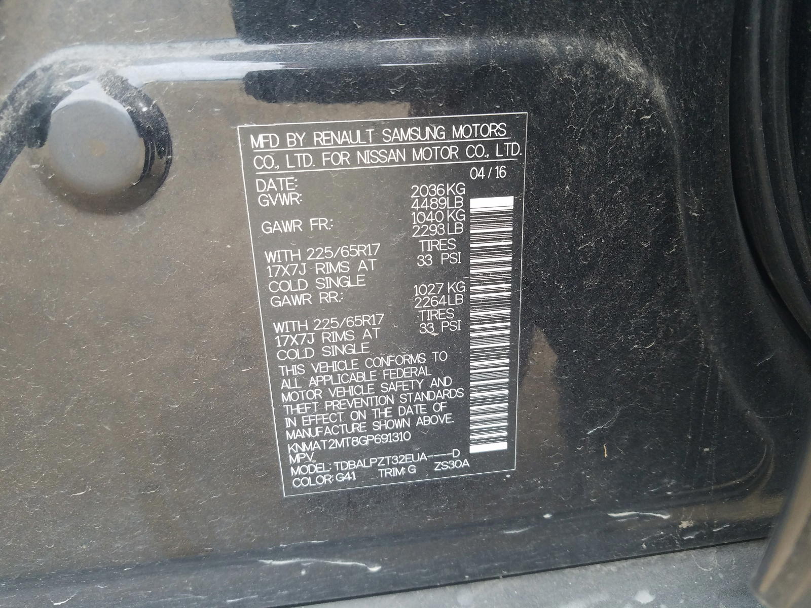 Photo 10 from auction – 2016 NISSAN ROGUE S with VIN KNMAT2MT8GP691310