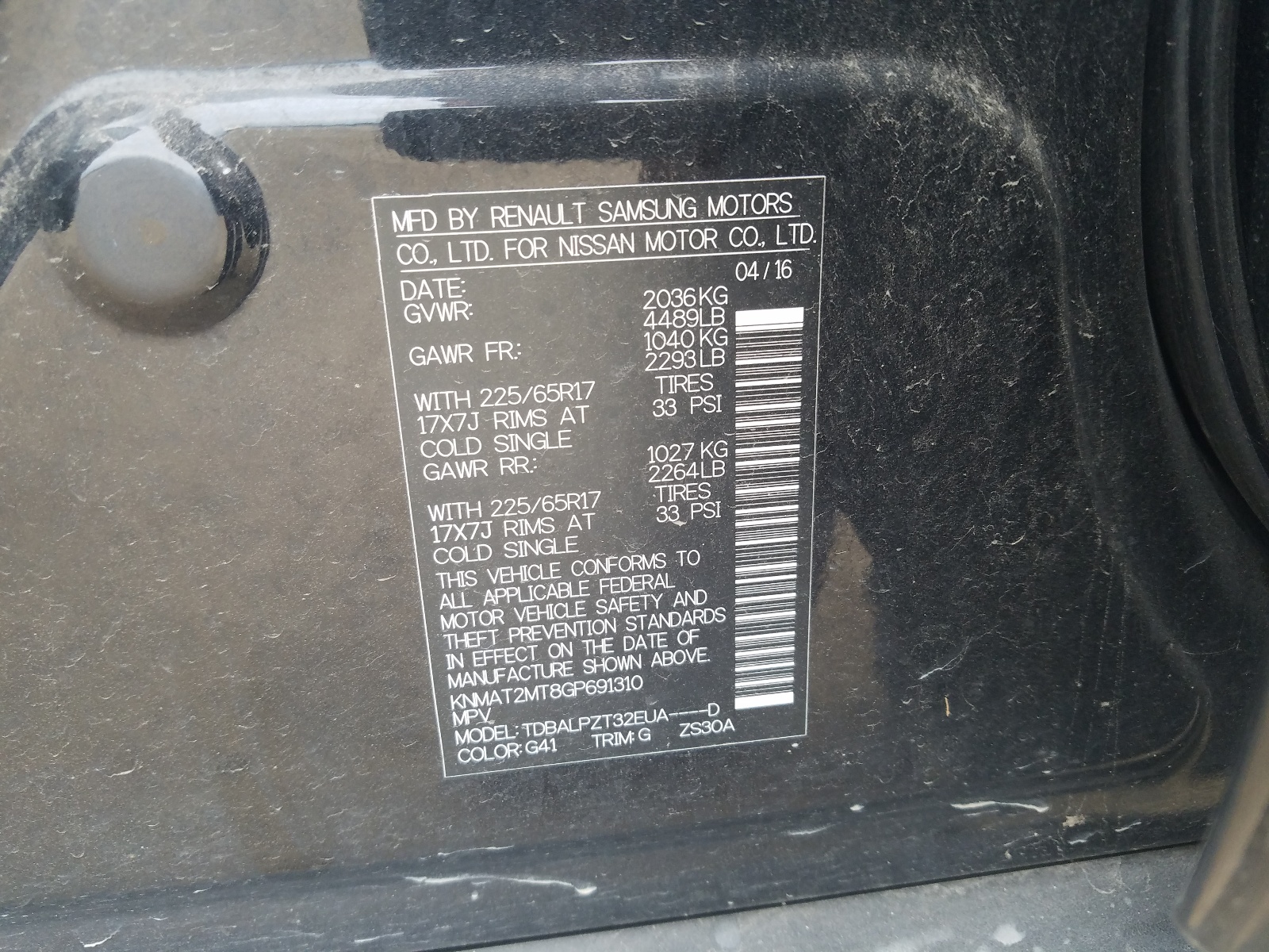 Foto 10 de la subasta – 2016 NISSAN ROGUE S con VIN KNMAT2MT8GP691310