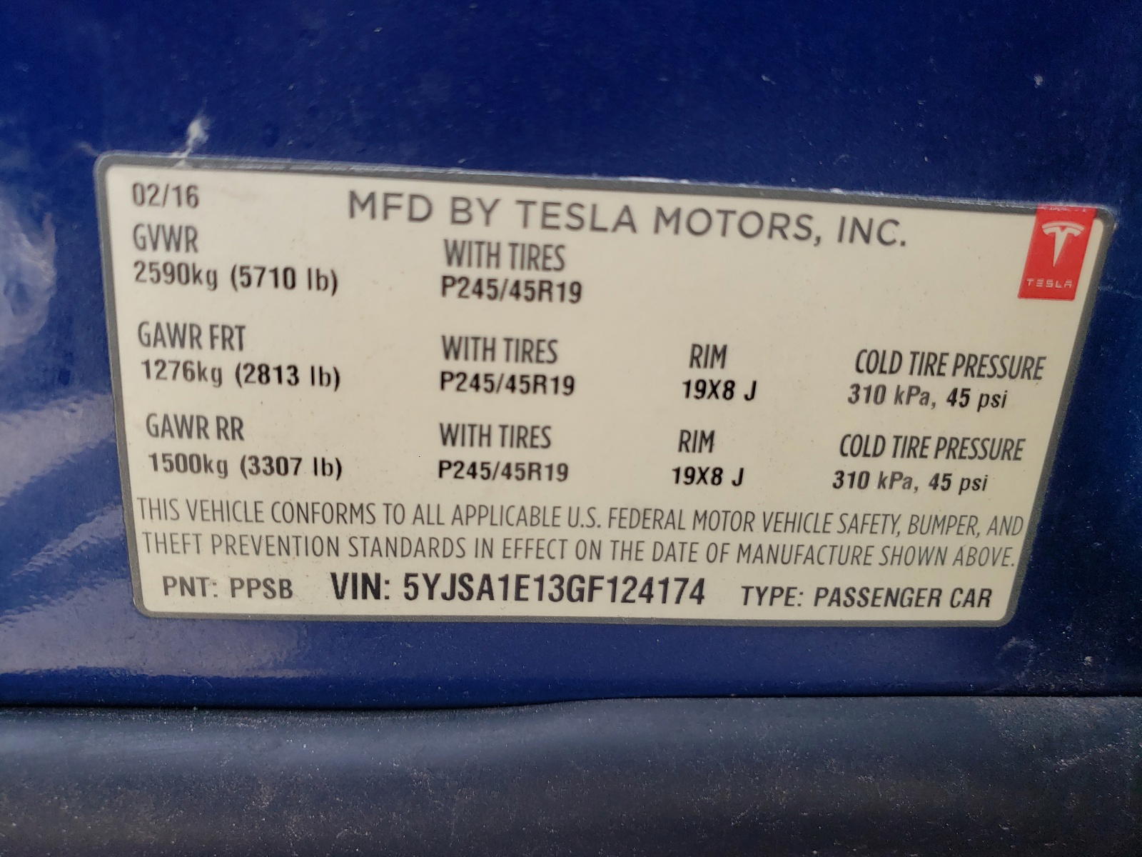 Photo 10 from auction – 2016 TESLA MODEL S with VIN 5YJSA1E13GF124174