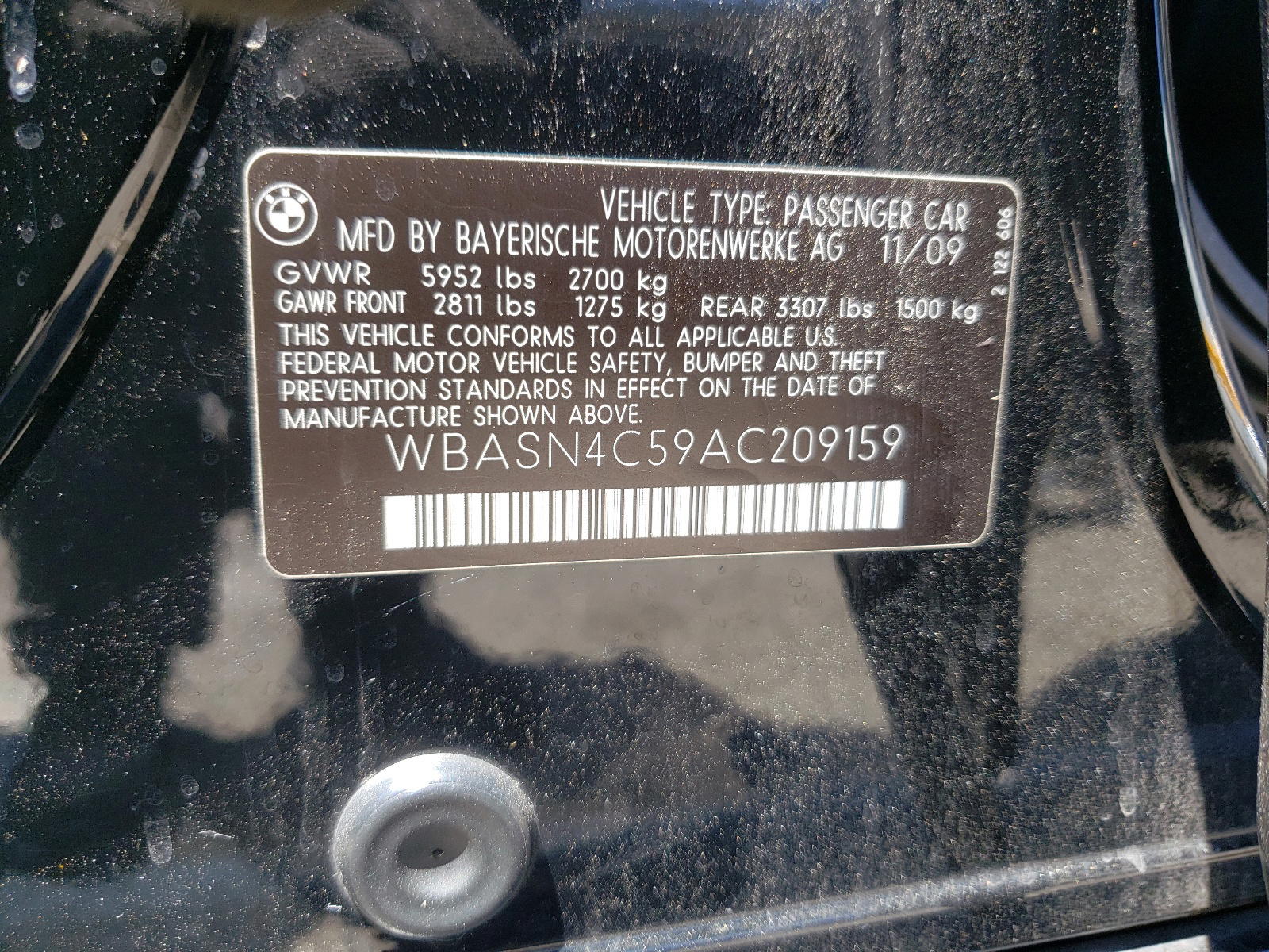 Photo 10 from auction – 2010 BMW 550 GT with VIN WBASN4C59AC209159