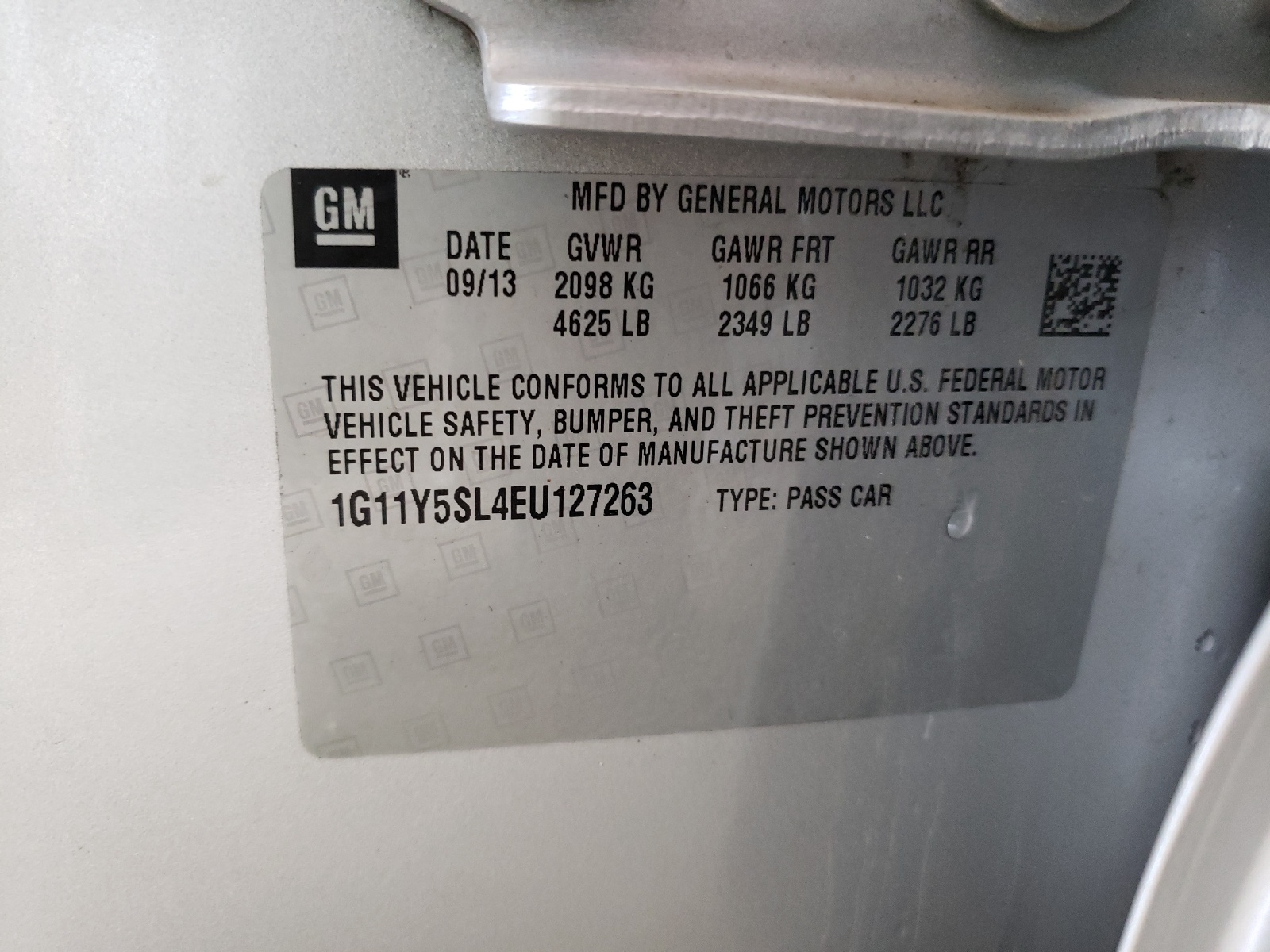 Photo 10 from auction – 2014 CHEVROLET IMPALA LS with VIN 1G11Y5SL4EU127263