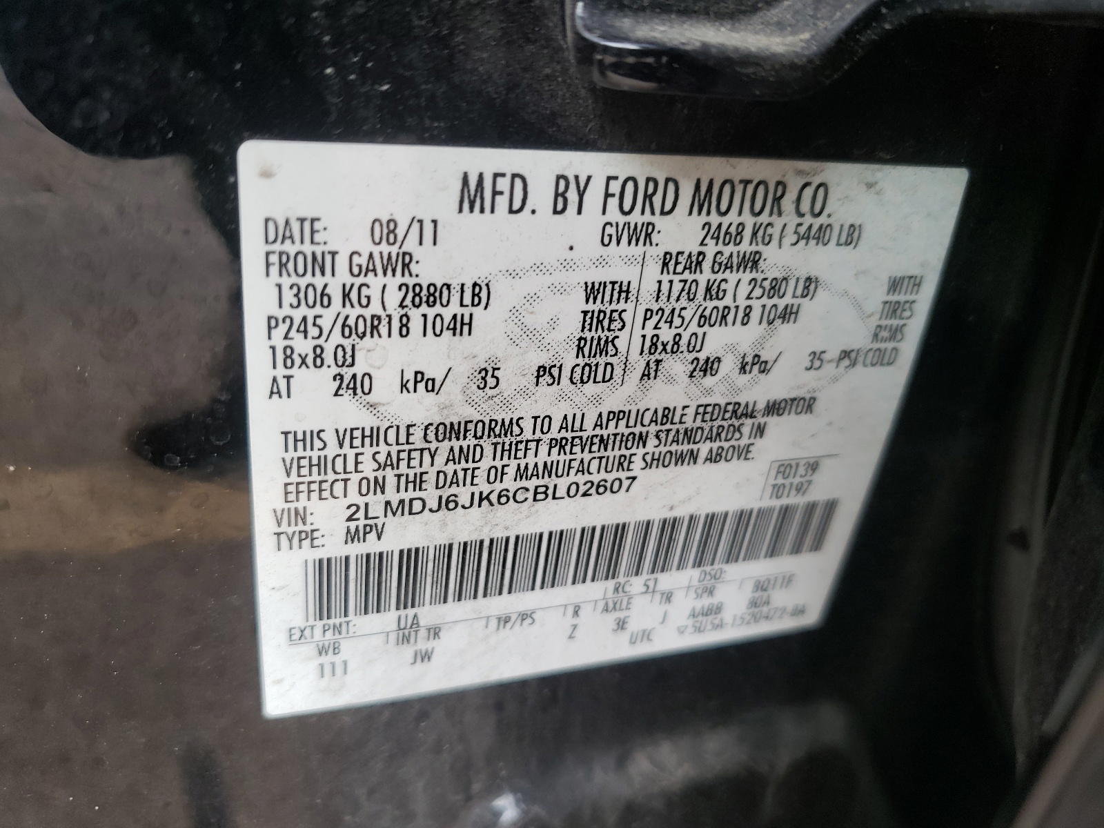 Photo 10 from auction – 2012 LINCOLN MKX with VIN 2LMDJ6JK6CBL02607