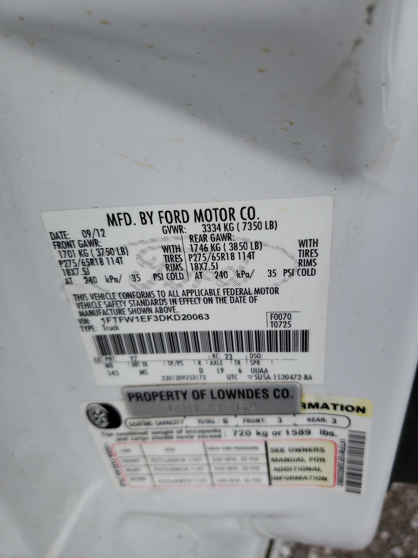 Photo 10 from auction – 2013 FORD F150 SUPER with VIN 1FTFW1EF3DKD20063