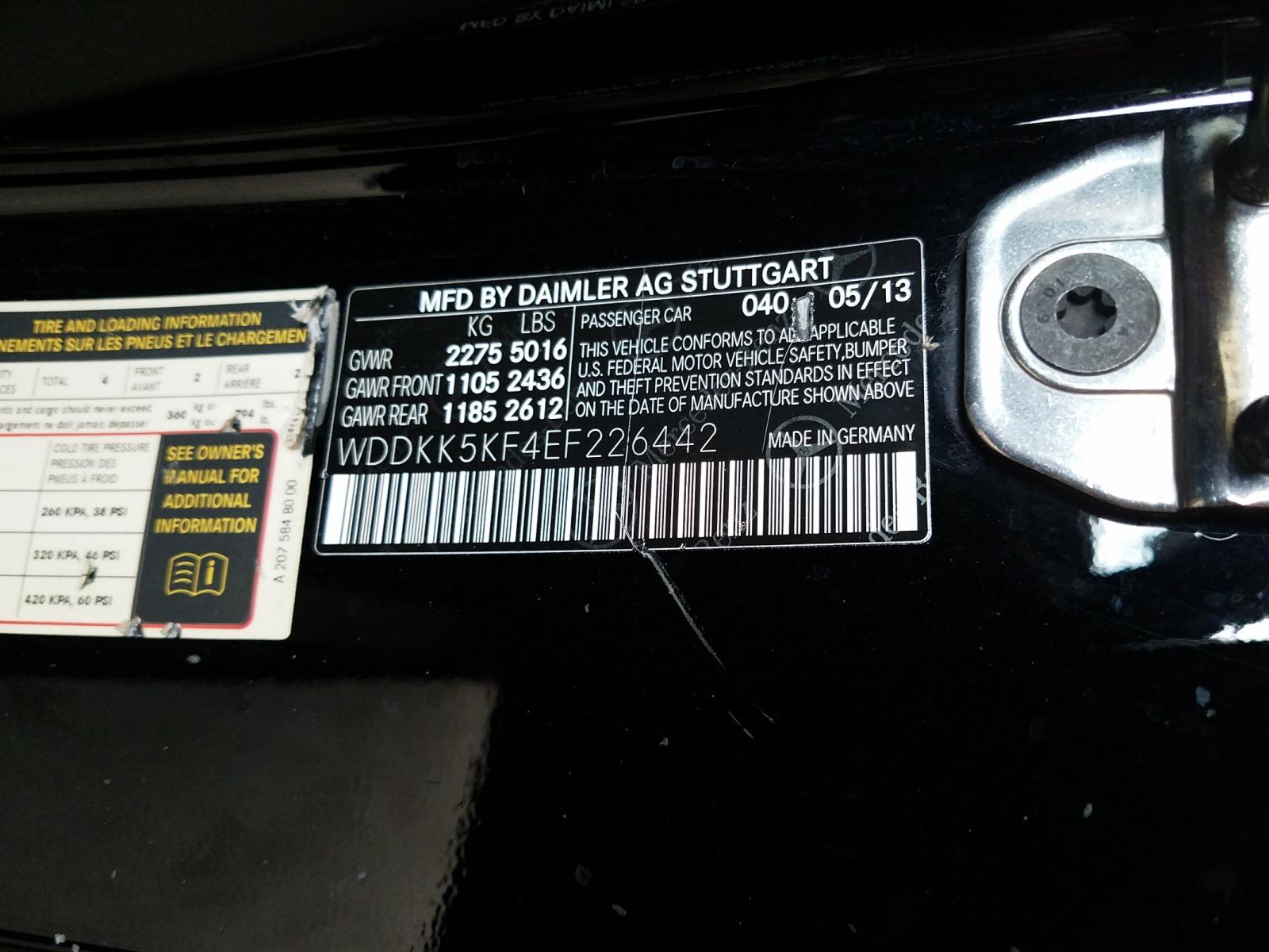 Photo 10 from auction – 2014 MERCEDES-BENZ E 350 with VIN WDDKK5KF4EF226442
