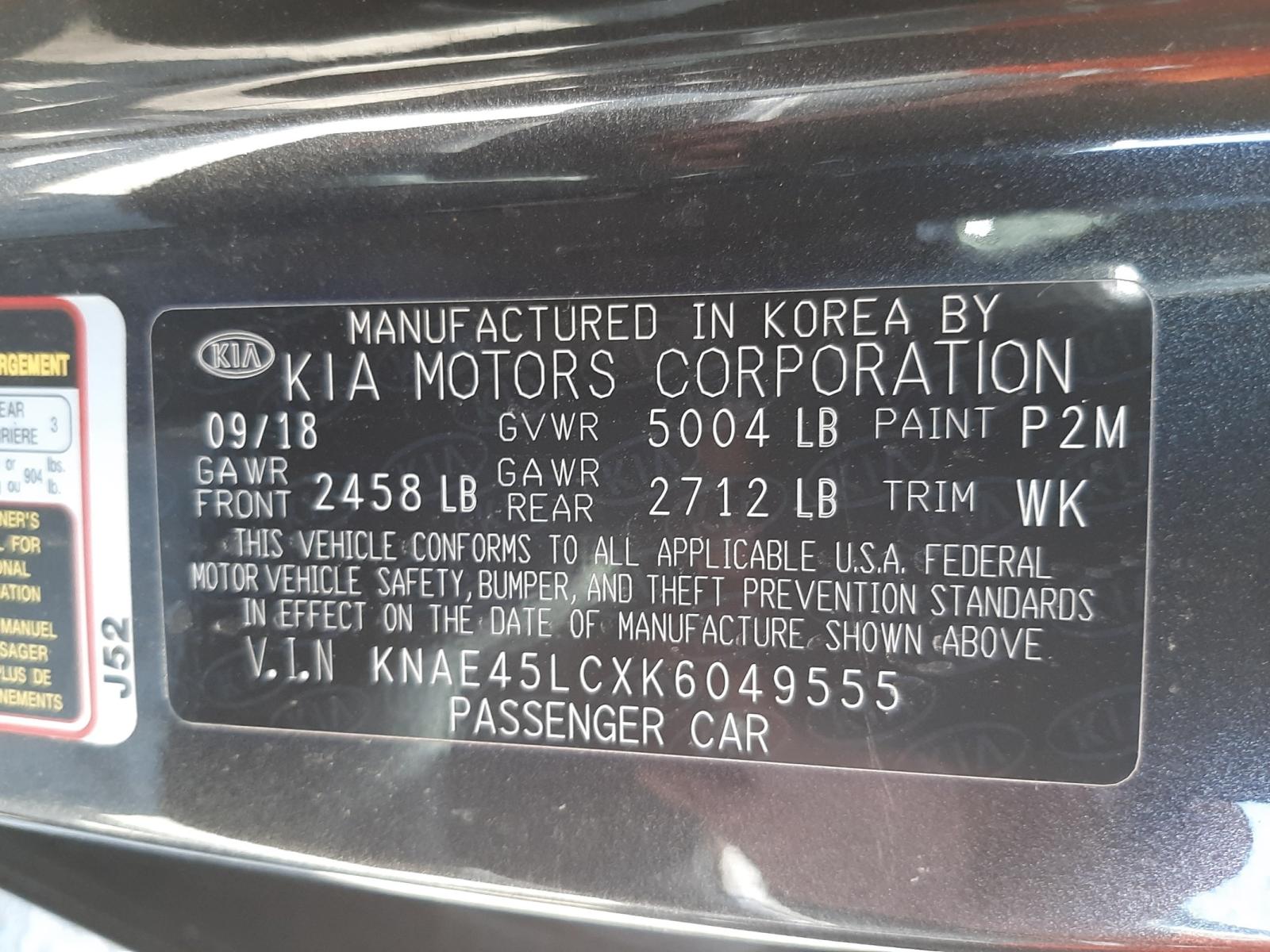 Photo 10 from auction – 2019 KIA STINGER GT with VIN KNAE45LCXK6049555