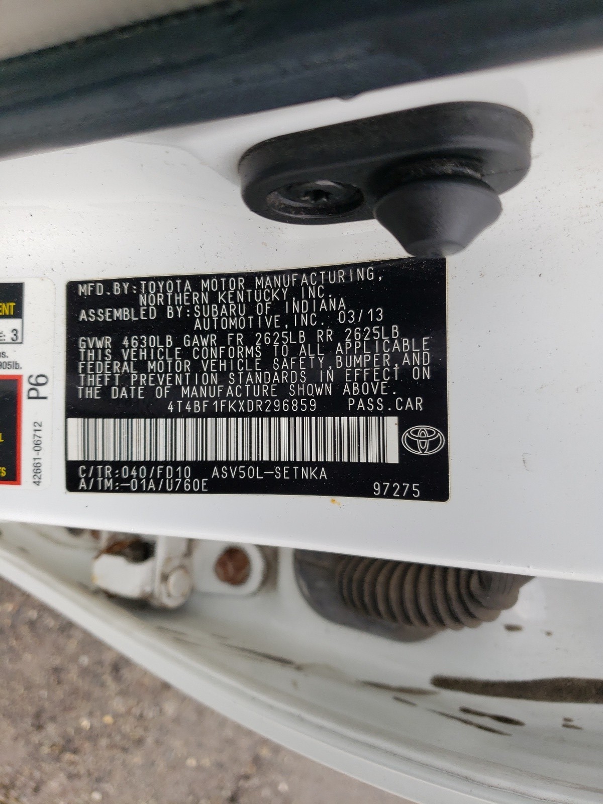 Photo 10 from auction – 2013 TOYOTA CAMRY L with VIN 4T4BF1FKXDR296859