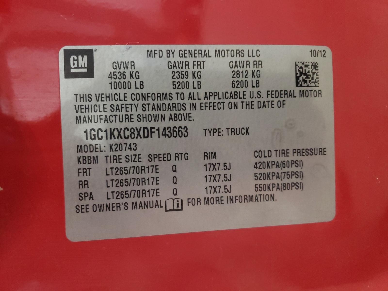 Photo 10 from auction – 2013 CHEVROLET SILVERADO with VIN 1GC1KXC8XDF143663