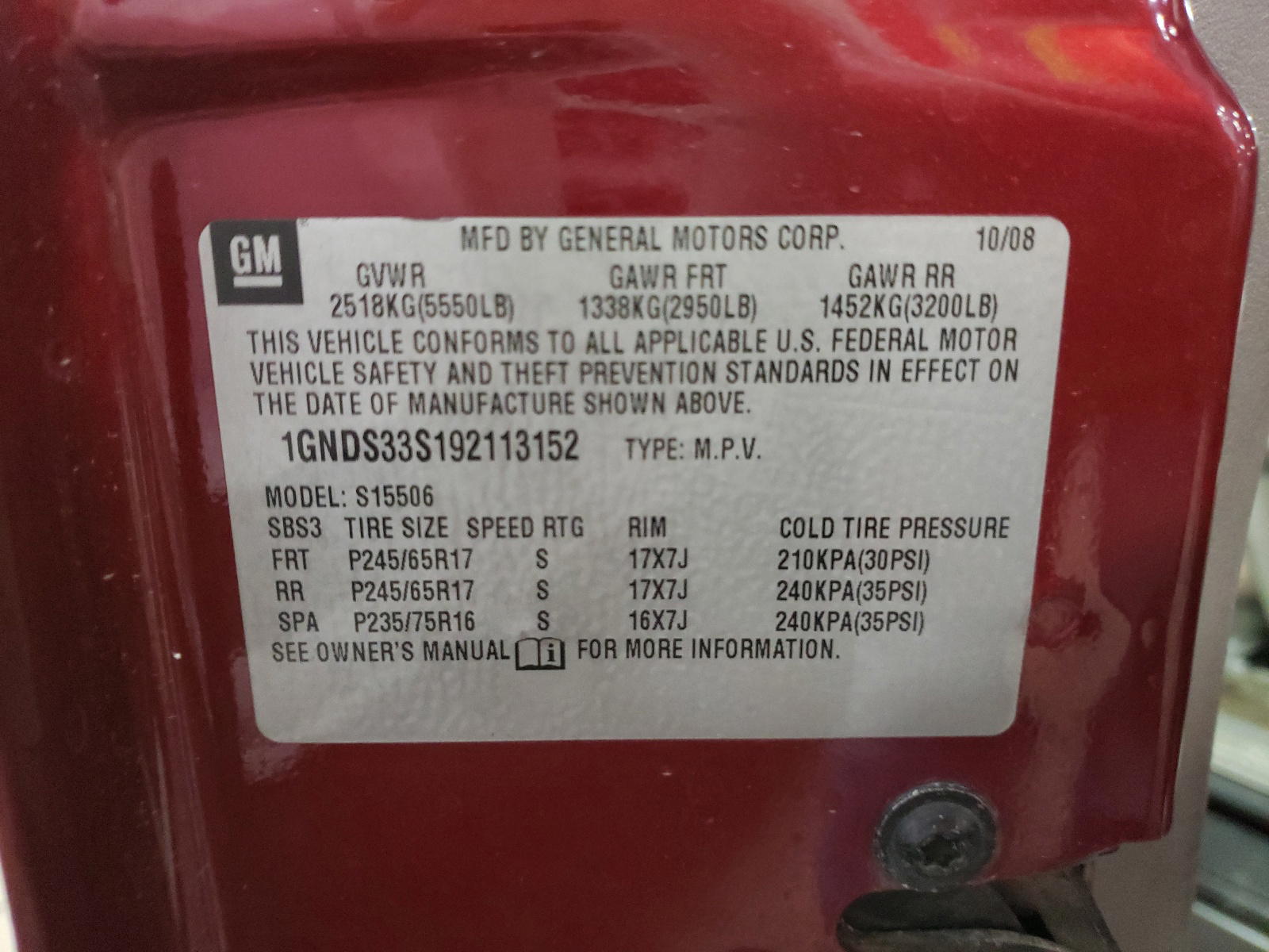 Photo 10 from auction – 2009 CHEVROLET TRAILBLAZE with VIN 1GNDS33S192113152