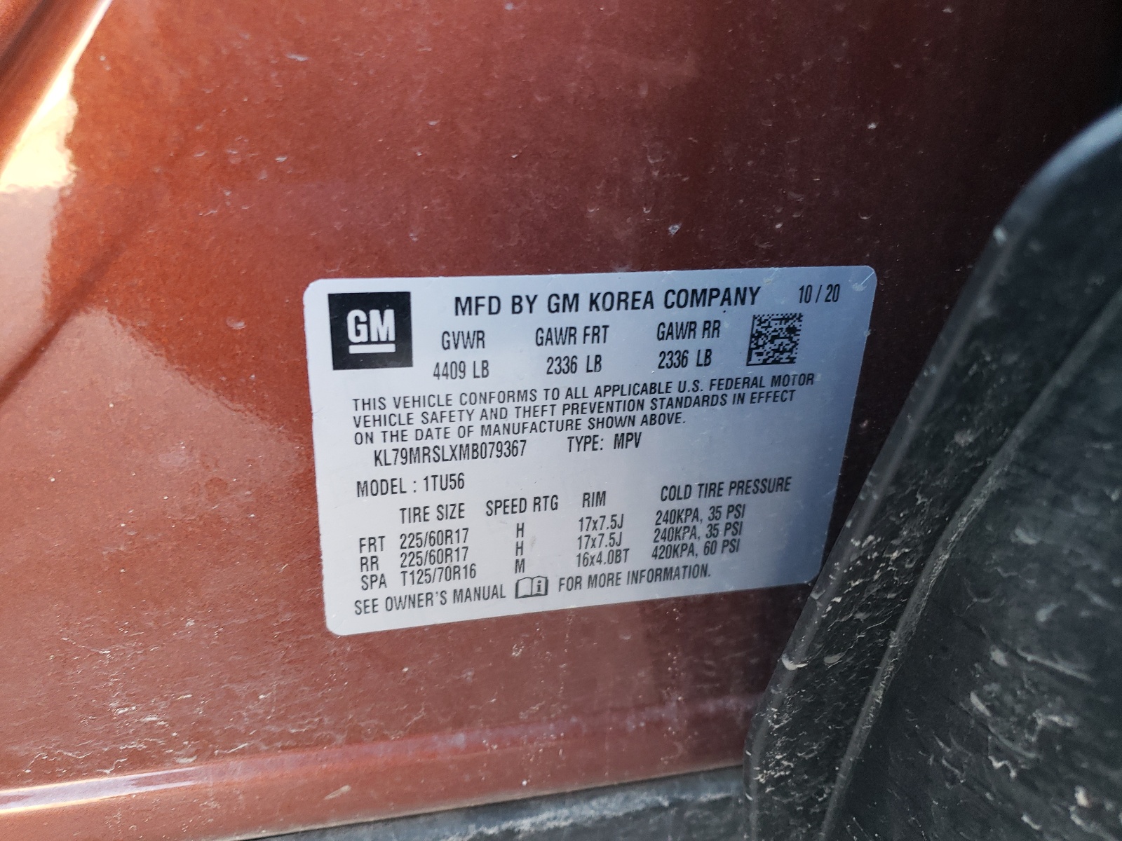 Photo 10 from auction – 2021 CHEVROLET TRAILBLAZE with VIN KL79MRSLXMB079367