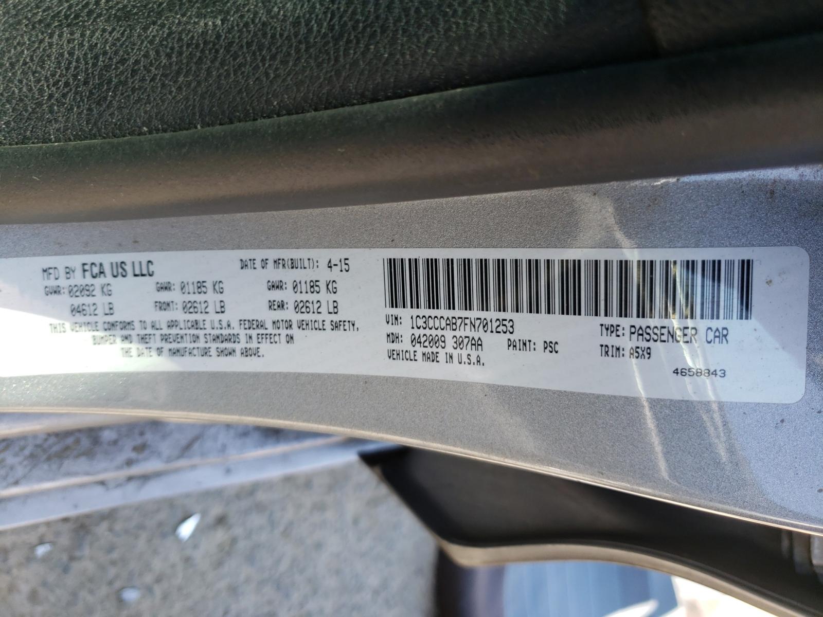 Photo 10 from auction – 2015 CHRYSLER 200 LIMITE with VIN 1C3CCCAB7FN701253