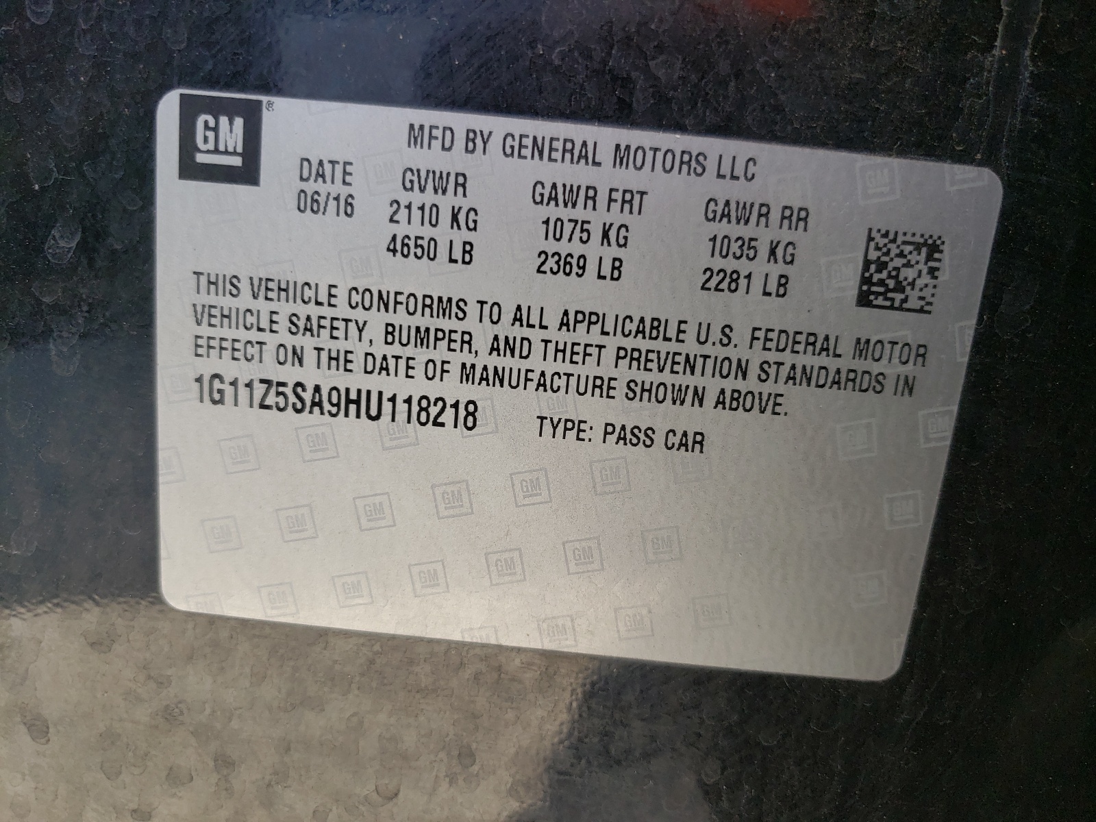 Photo 10 from auction – 2017 CHEVROLET IMPALA LS with VIN 1G11Z5SA9HU118218