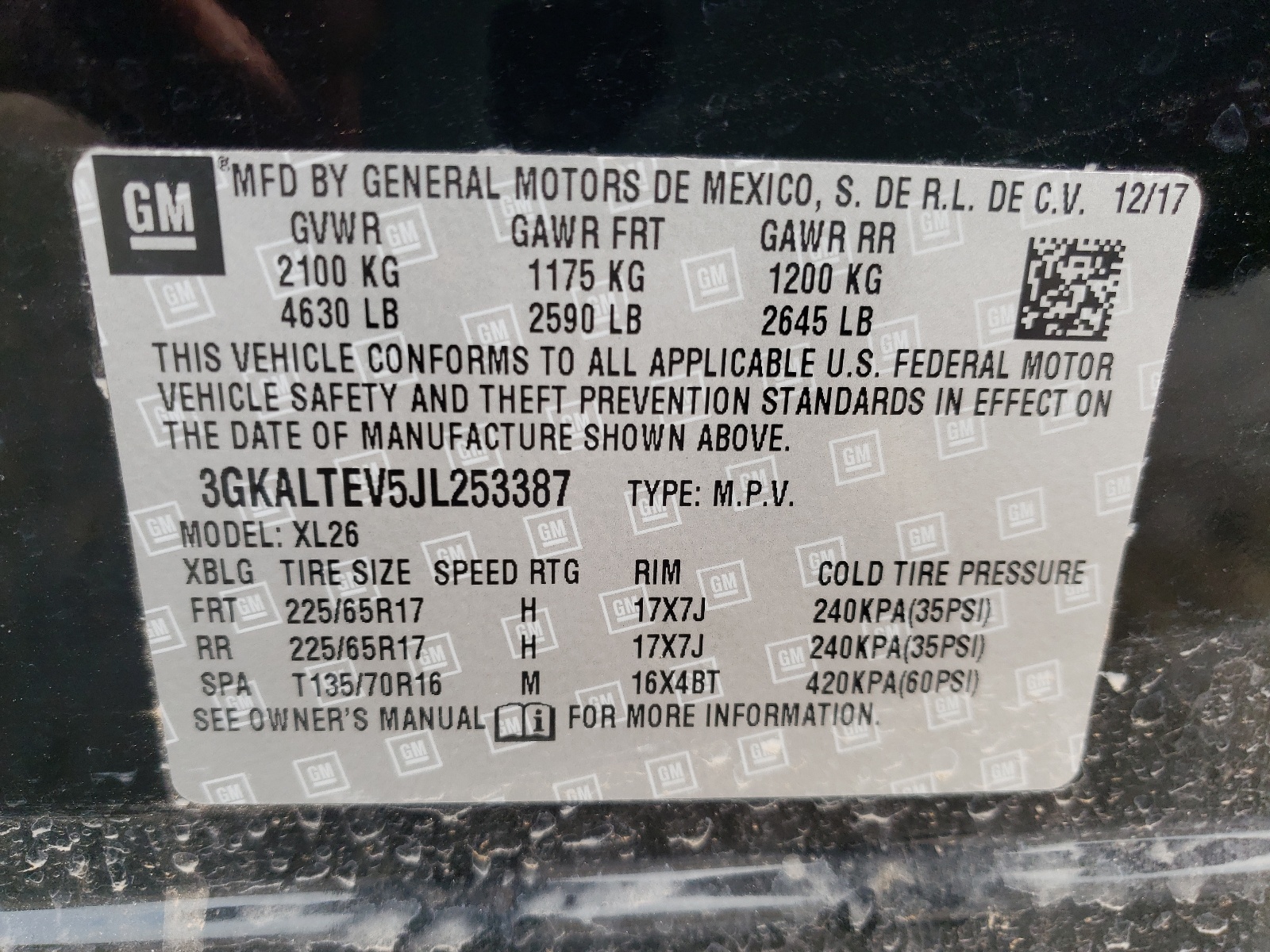 Photo 10 from auction – 2018 GMC TERRAIN SL with VIN 3GKALTEV5JL253387