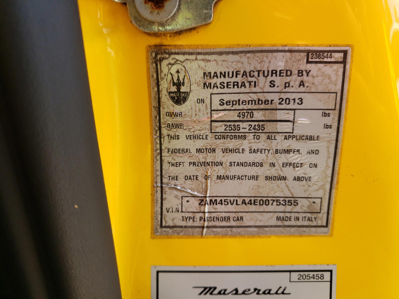 Photo 10 from auction – 2014 MASERATI GRANTURISM with VIN ZAM45VLA4E0075355